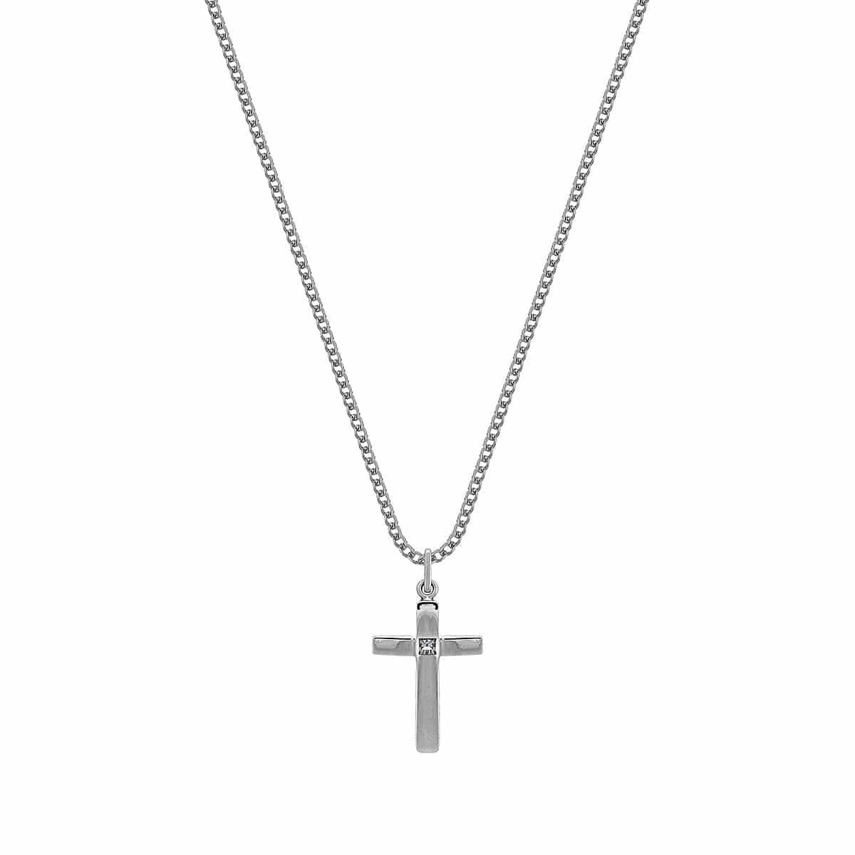 AXIS CROSS NECKLACE | CADENA CON DIJE EN FORMA DE CRUZ EN PLATA LEY 925 Y PIEDRA - miniatura 2