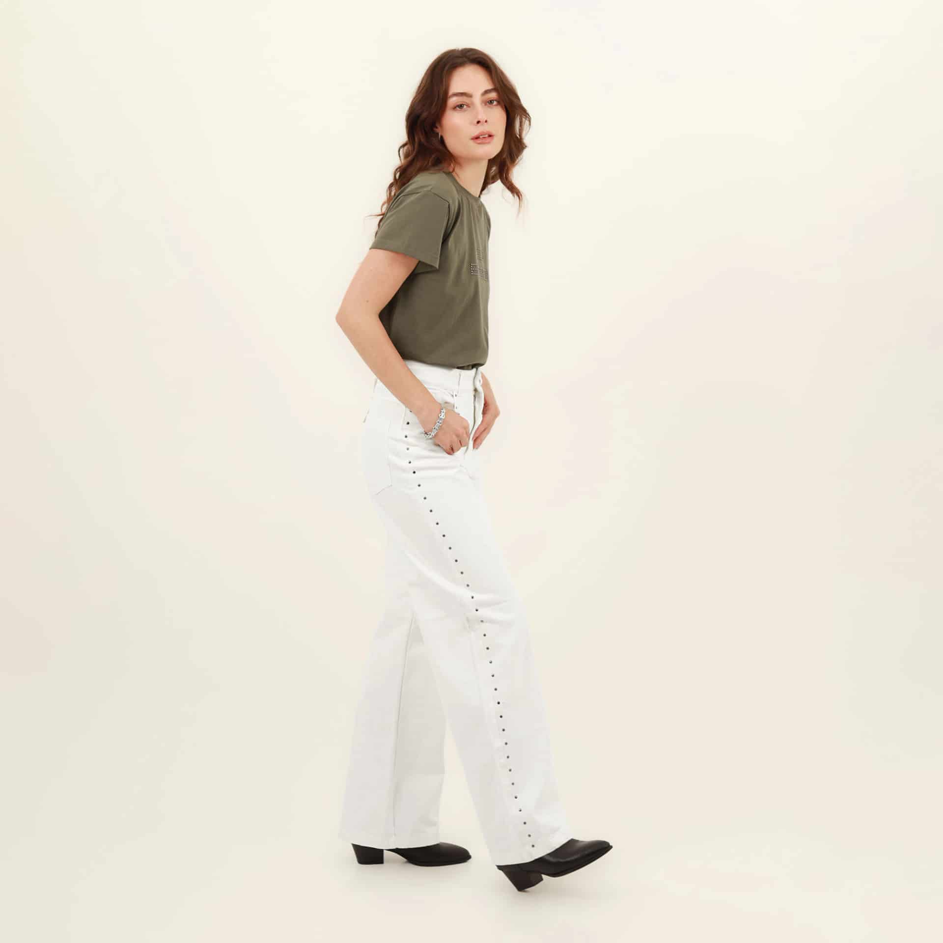 Jean palazzo bota flare con taches - miniatura 4