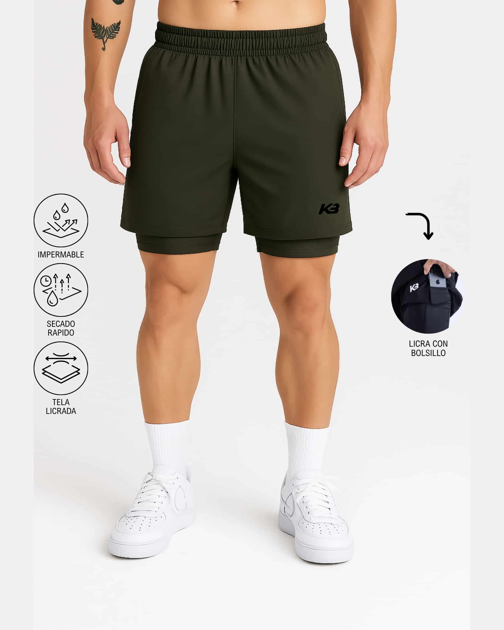 Pantaloneta Con Licra Y Bolsillo┃KBMEN RF.103 - miniatura 8