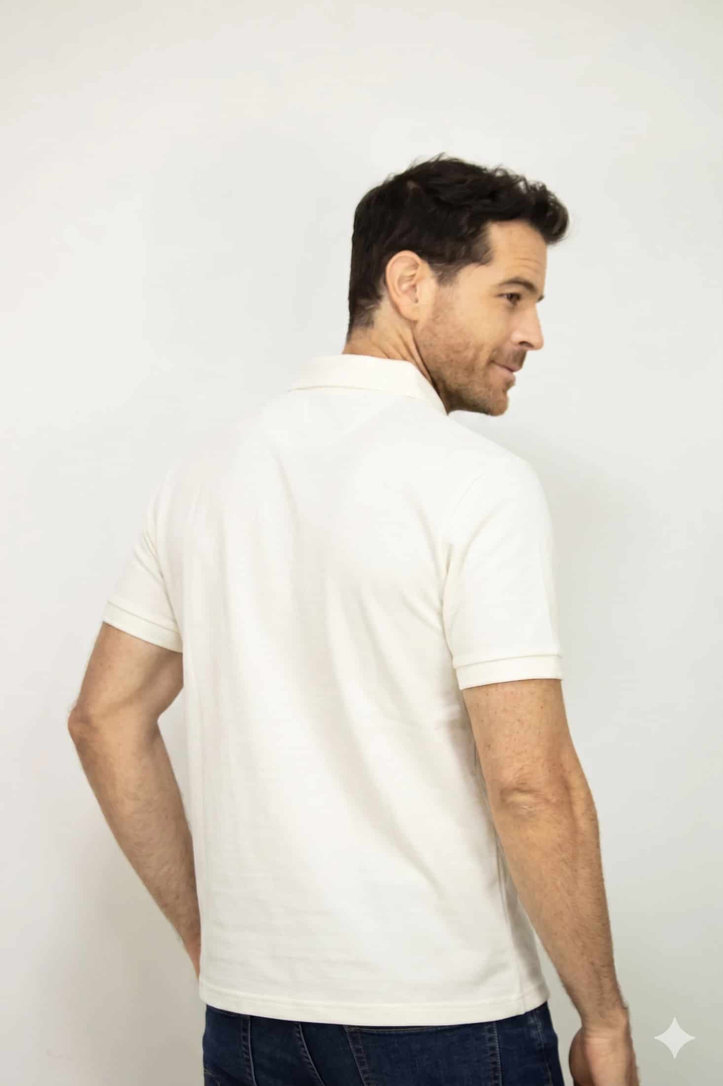 Polo Deportiva Blanca Para Hombre - miniatura 3