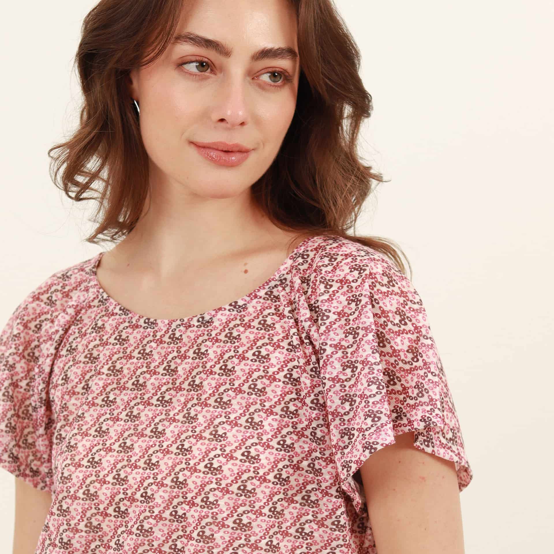 Blusa estampada cuello redondo manga corta - miniatura 1
