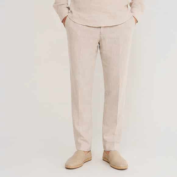 PANTALON CON PRETINA 100% LINO HOMBRE - miniatura 1