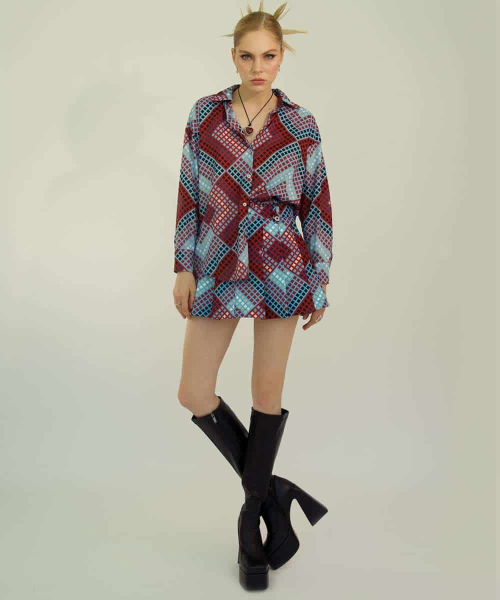 Pleated Mini Skirt in Blueprint - miniatura 1