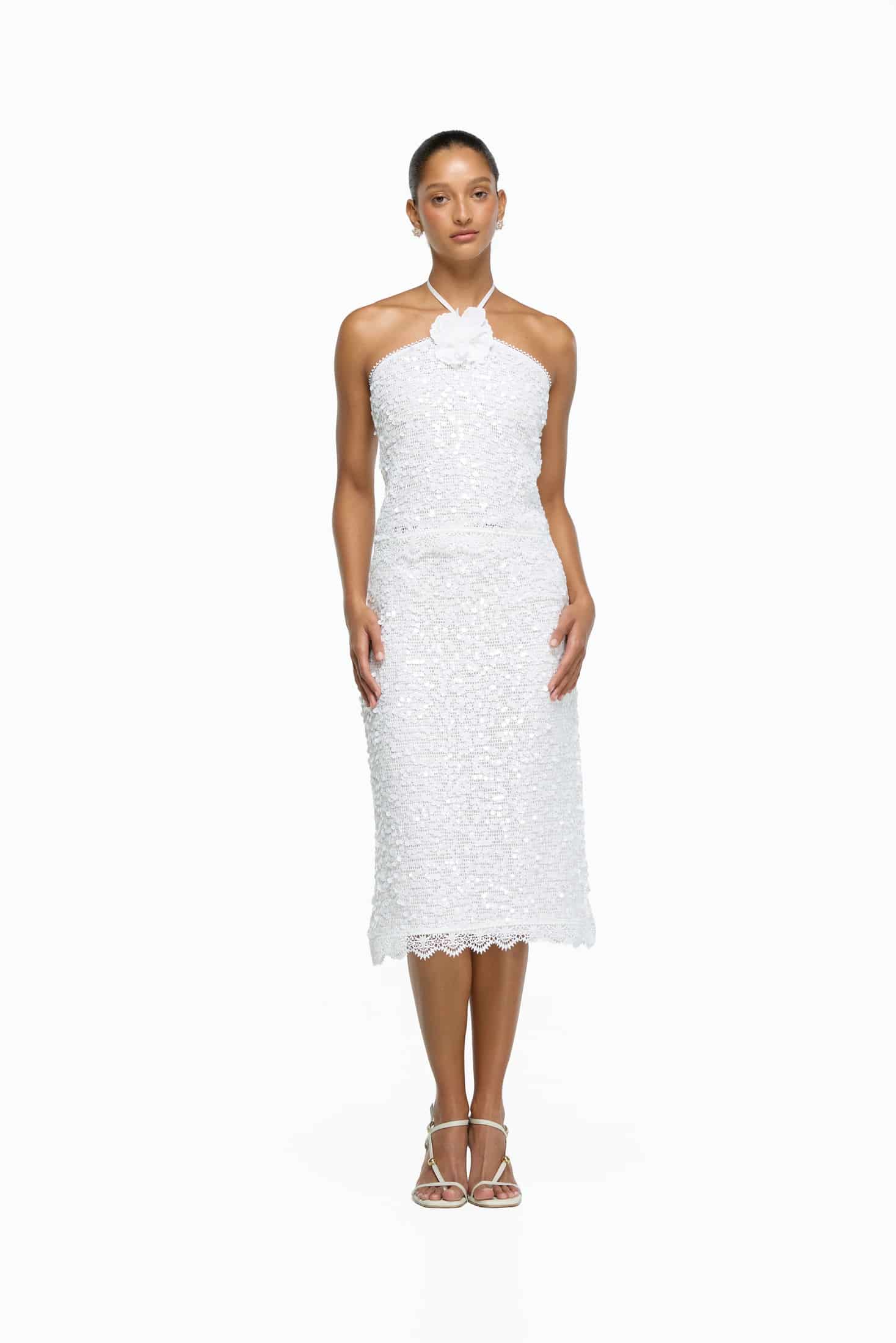 PEARLETTE MIDI SKIRT WHITE - miniatura 1