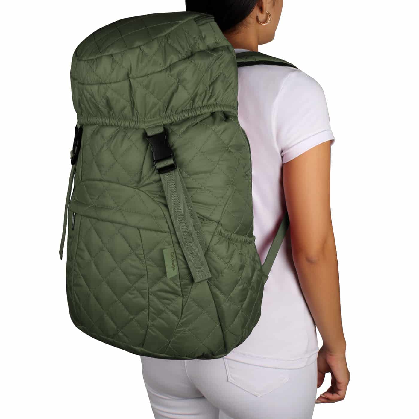 Morral Viajero Plegable Puffer Verde Militar - miniatura 5
