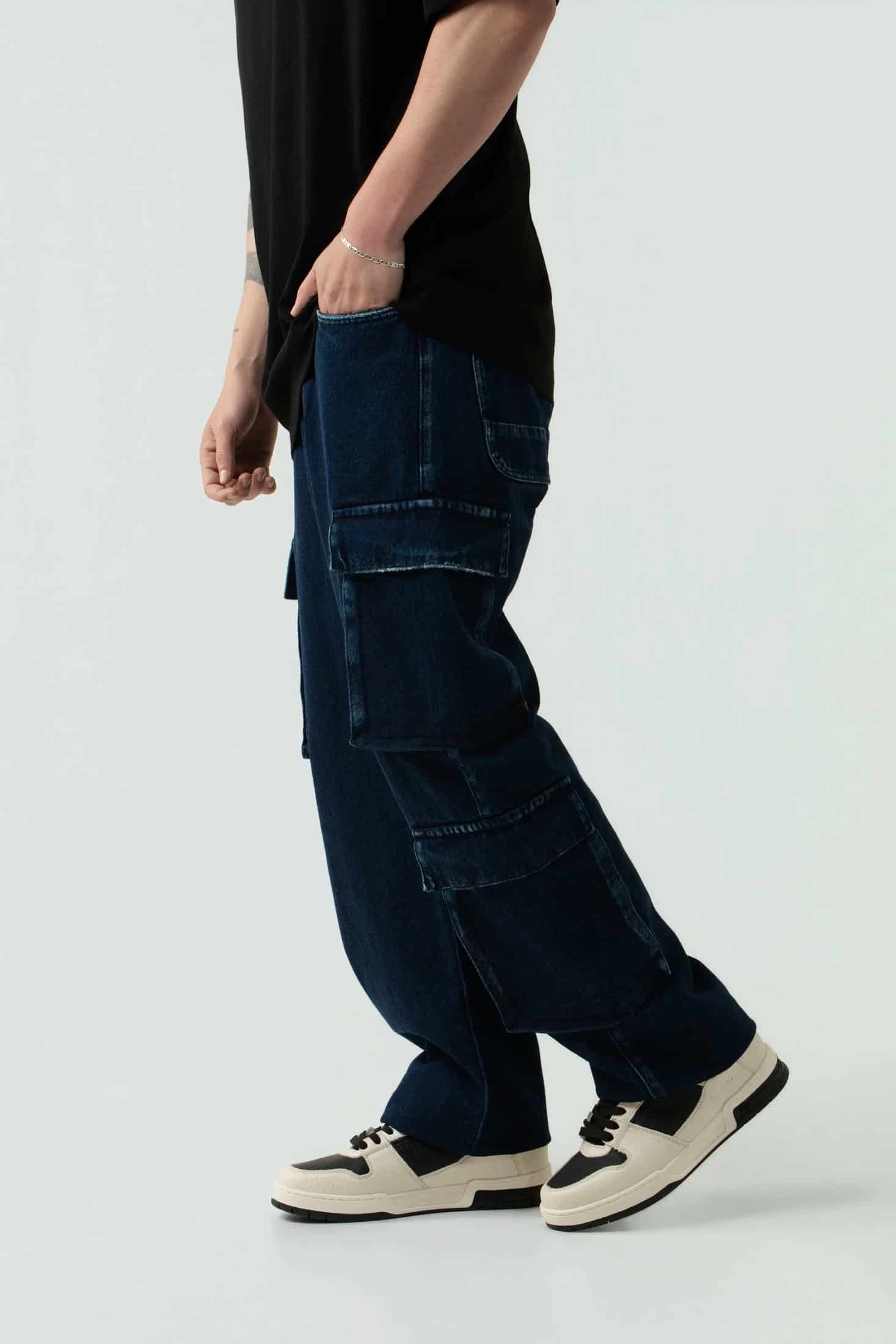 JEAN CARGO COLOR AZUL OSCURO - miniatura 3
