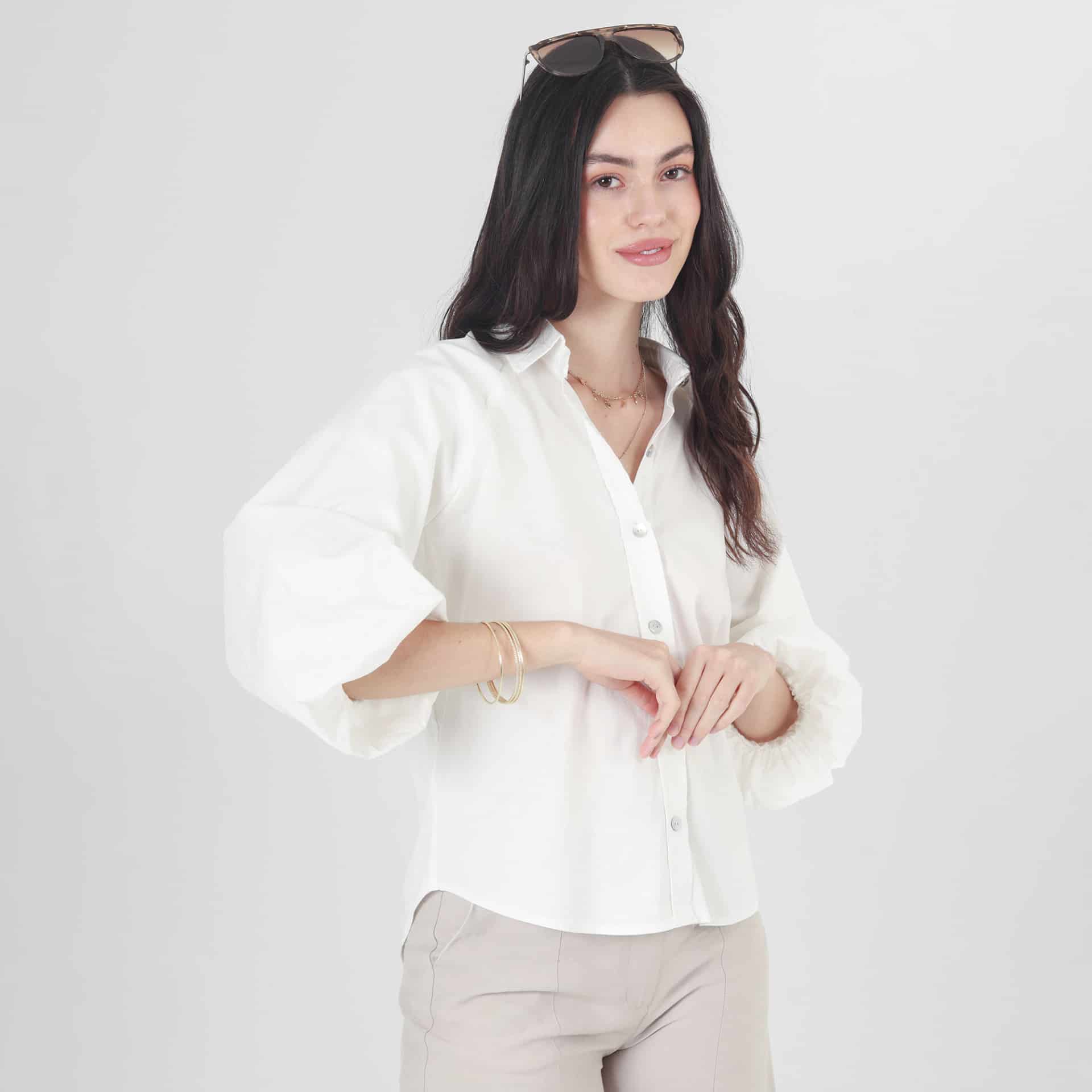 Blusa Cuello Camisero Manga 3Cuartos - miniatura 1