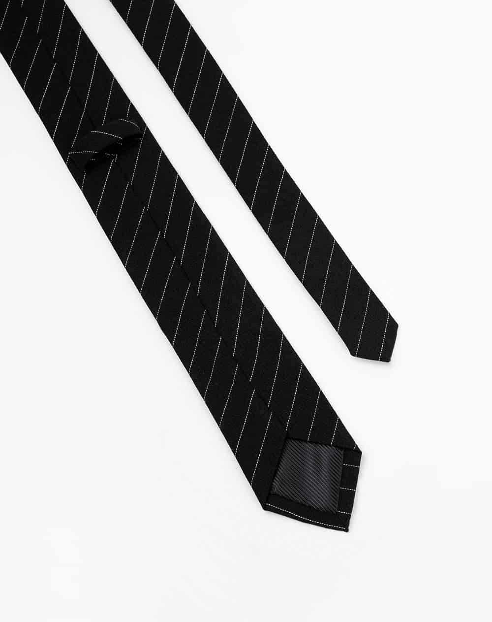 Corbata clásica negra rayas unisex mujer - miniatura 3