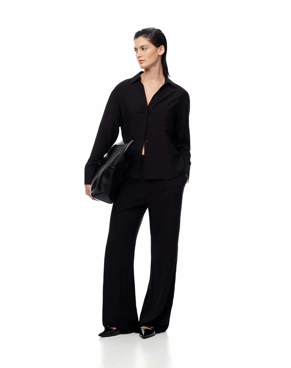 Camisa manga larga regular negra mujer - miniatura 4