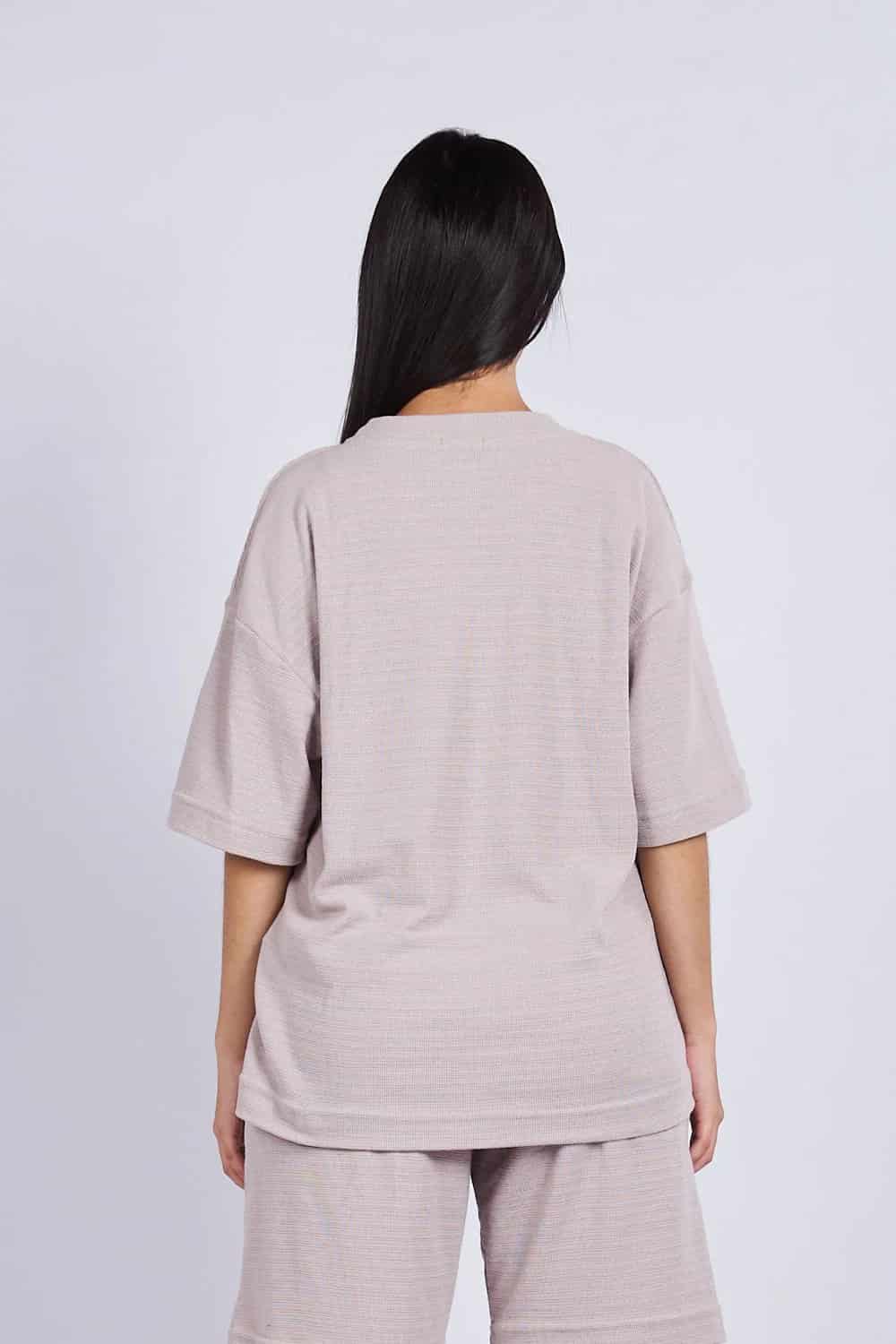 Camiseta oversize textura horizontal Caqui - miniatura 3