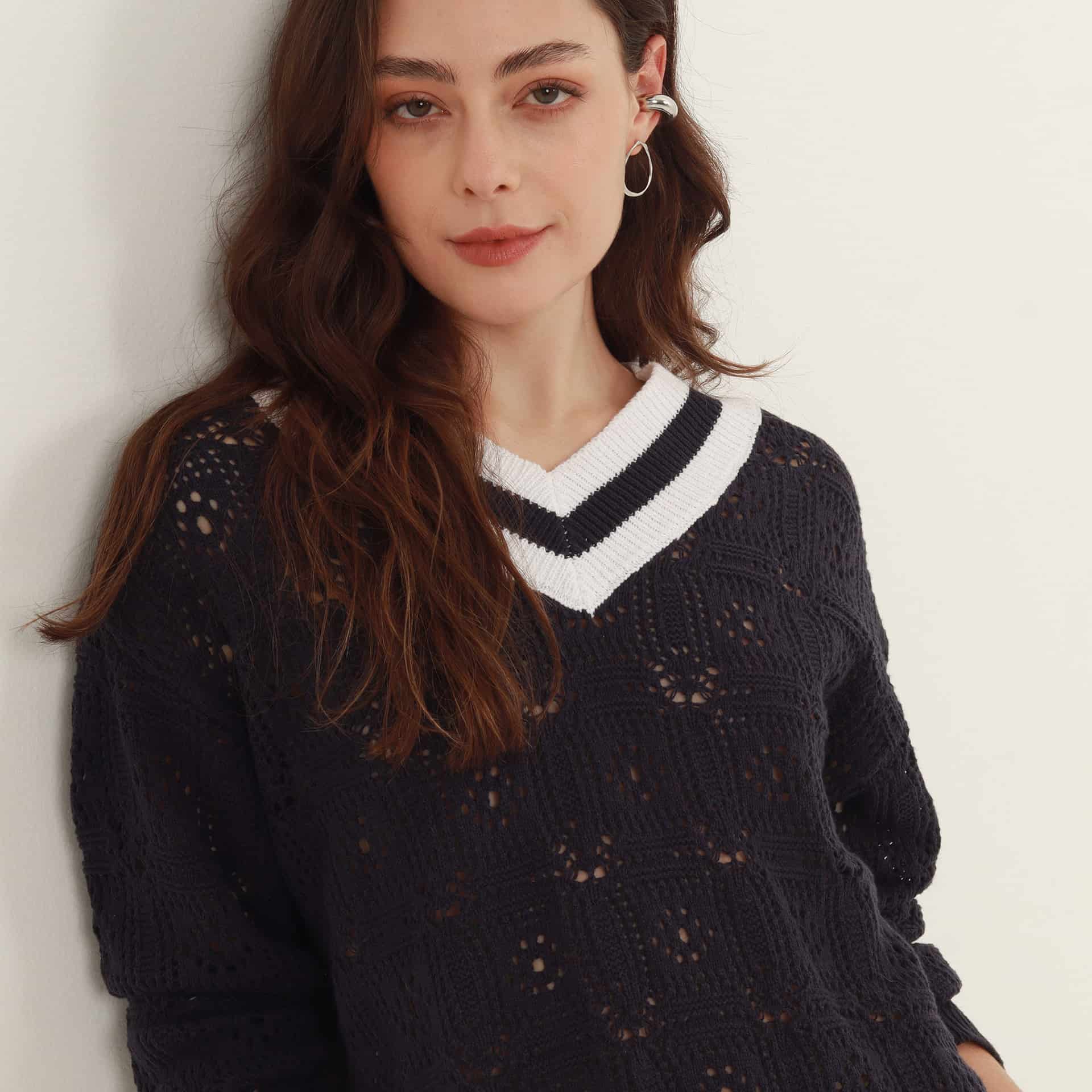 Sweater Cuello V Manga Larga - miniatura 7