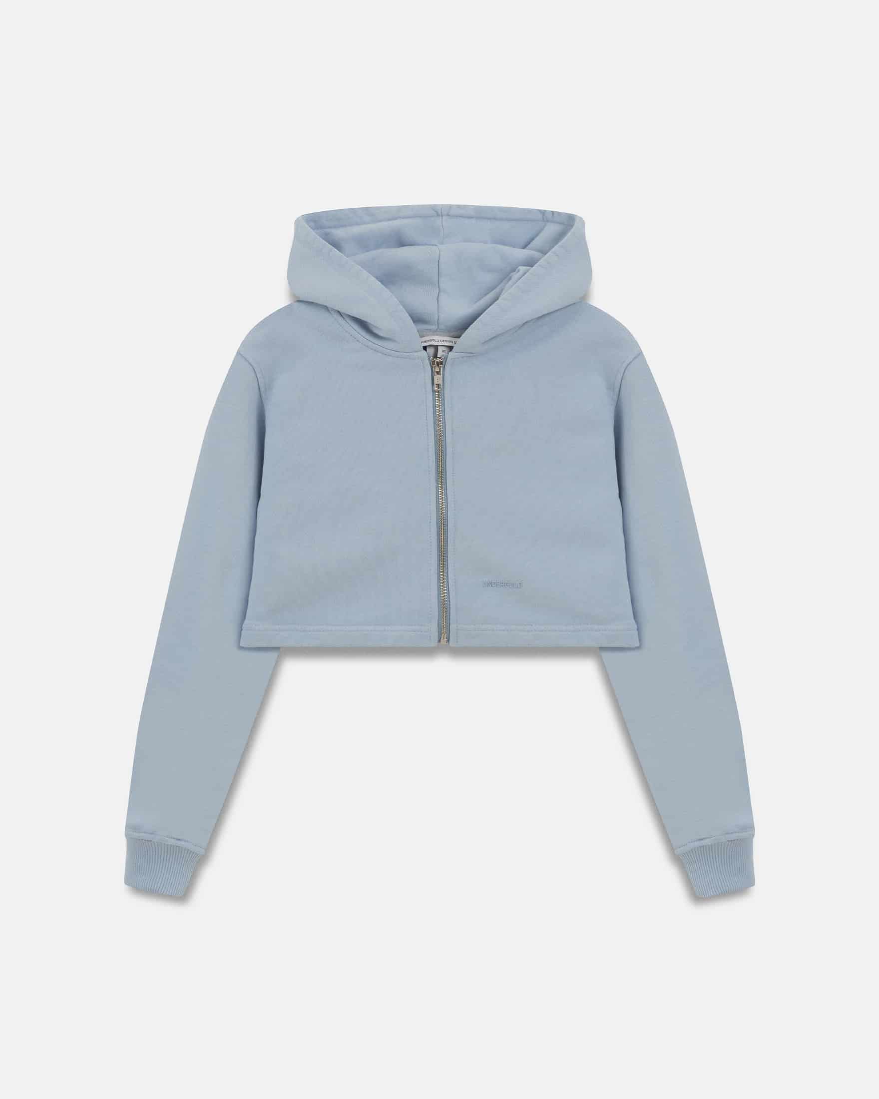 W Basics Undergold Zip Up Slim Fit Hoodie Light Blue - miniatura 1