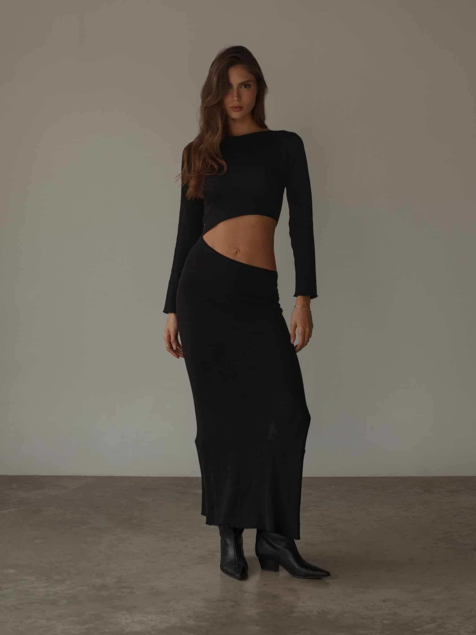 EDGE KNIT DRESS - BLACK - miniatura 1