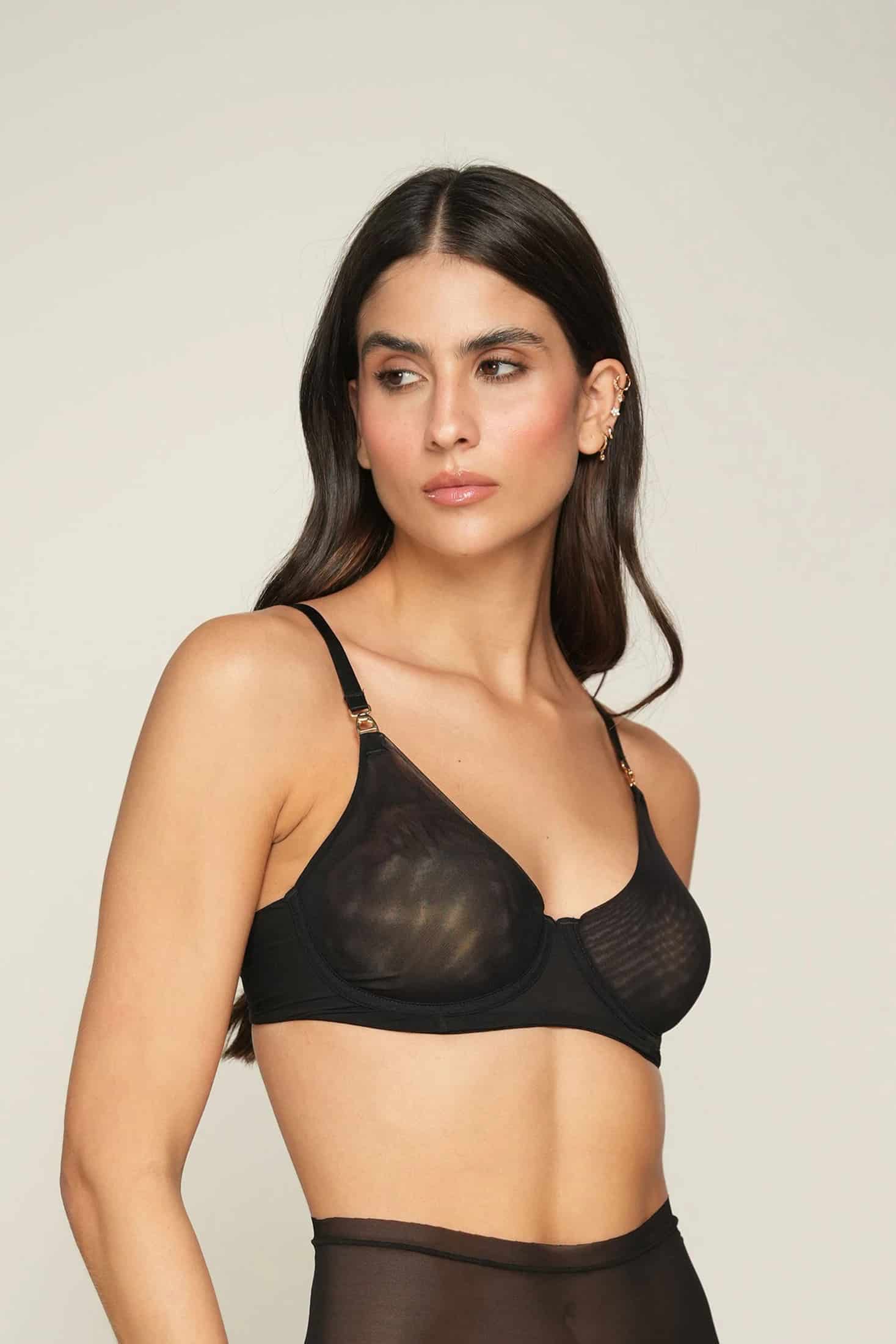BRASIER ELLIPSE EN TUL CON ARO INVISIBLE ULTRA COMODO ALMA LIMPIA NEGRO - miniatura 2