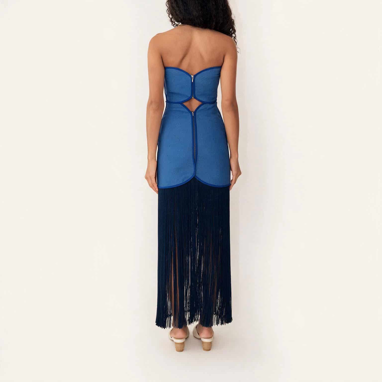JOAQUINA DRESS DEEP SEA BLUE SEASHELLS - miniatura 4
