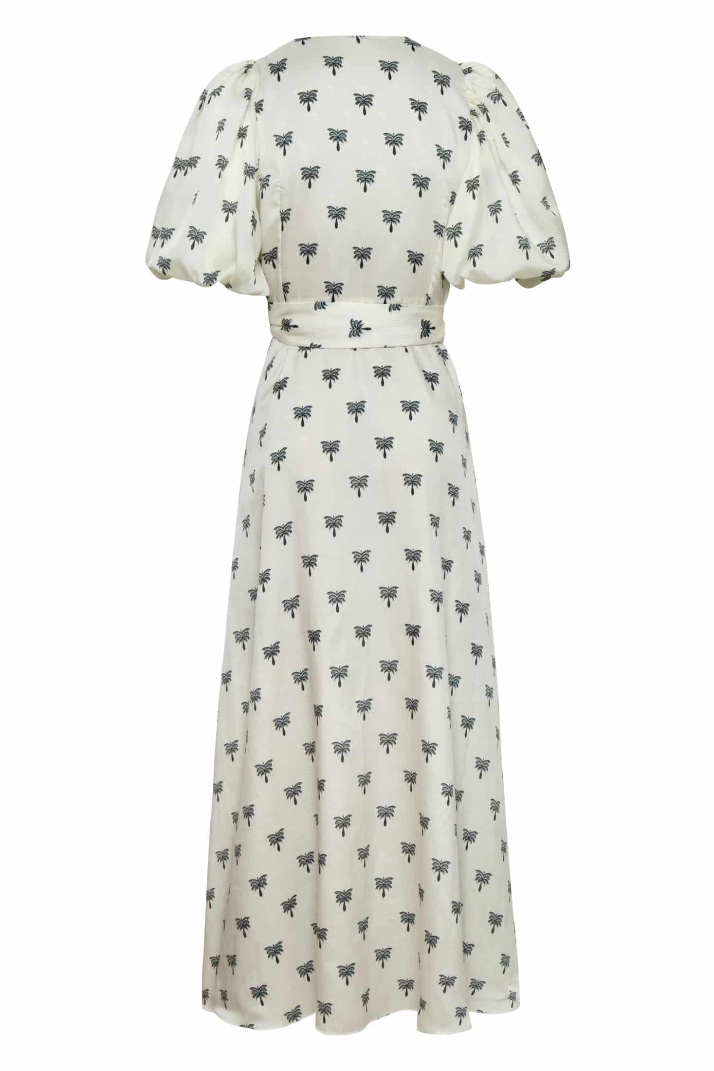 Ermita Martellato Silk Midi Dress / Ivory - Black Polka Palms - miniatura 6