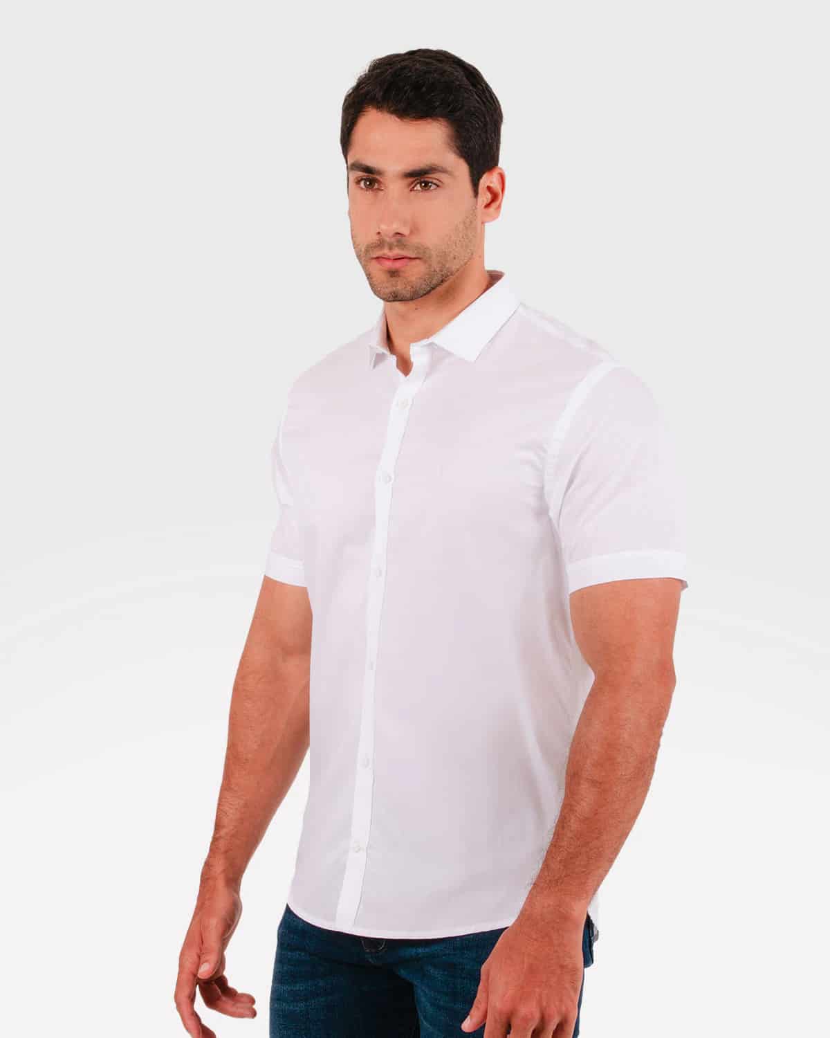 Camisa blanca manga corta para hombre - miniatura 15