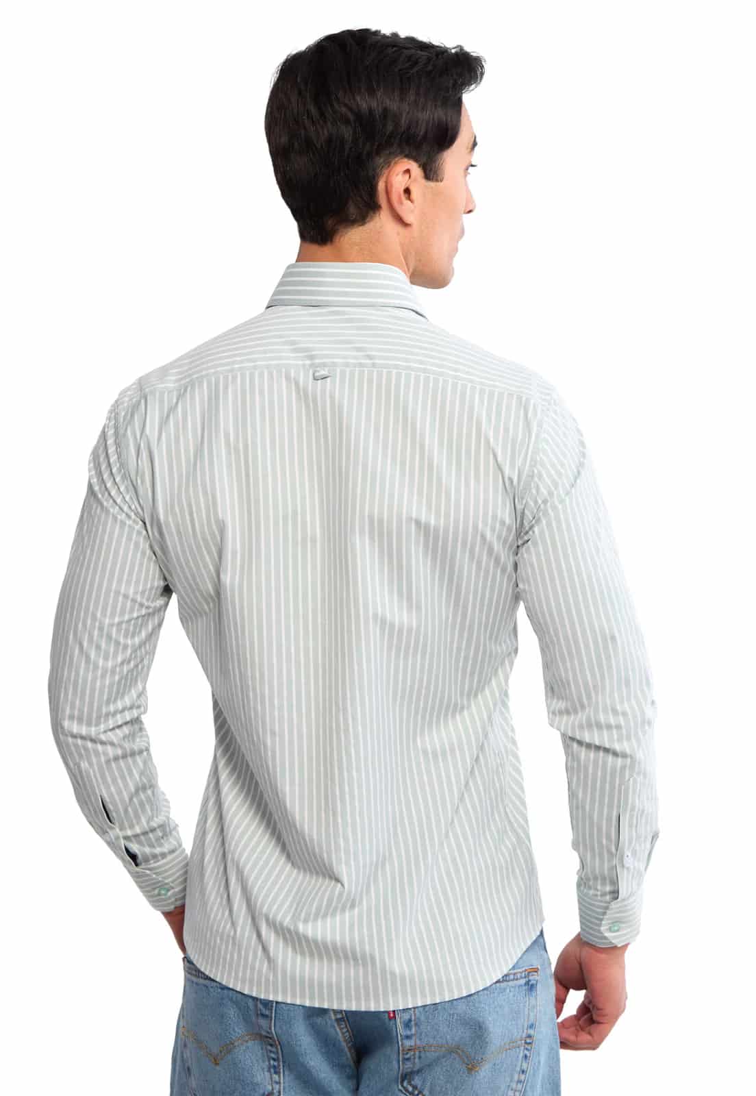Camisa manga larga verde con rayas blancas - miniatura 3
