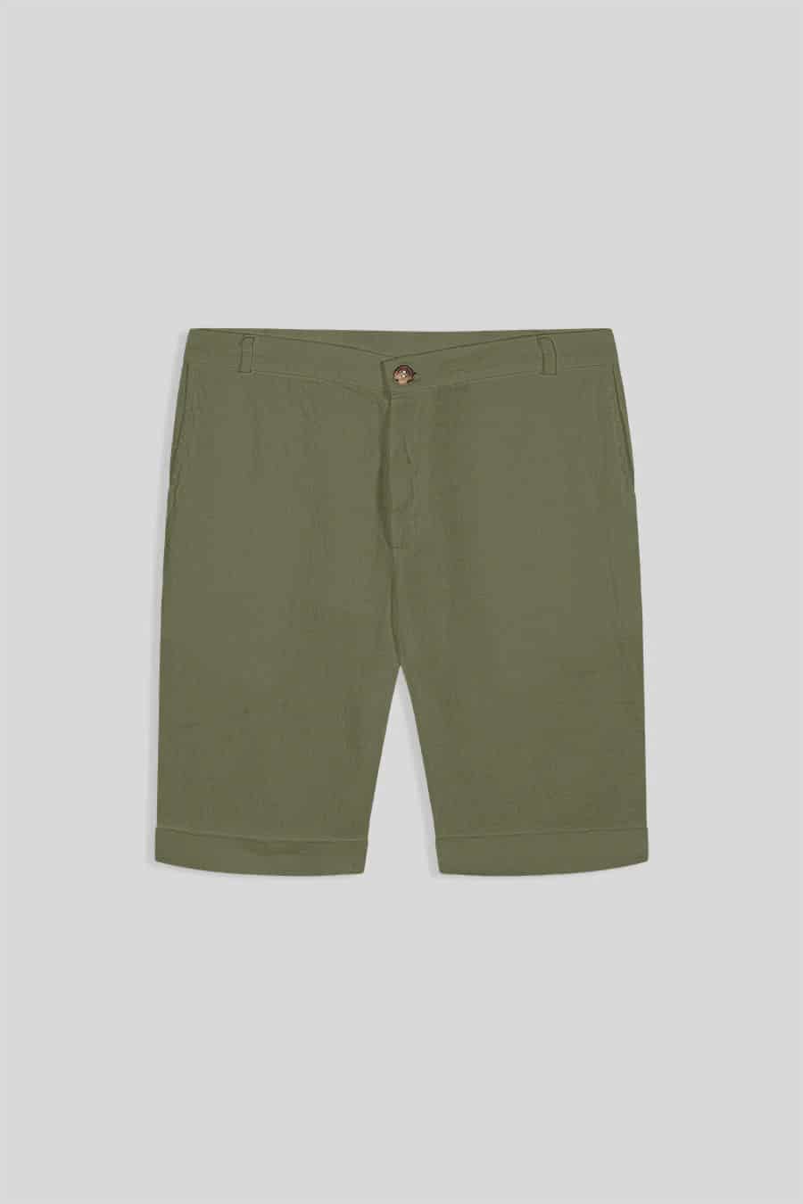 Men's linen bermuda loden green - miniatura 1
