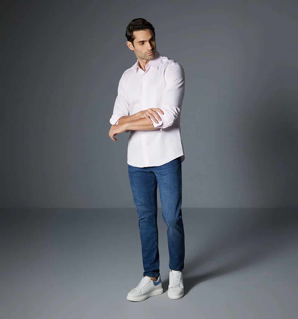 Camisa para hombre manga larga mil rayas - miniatura 1