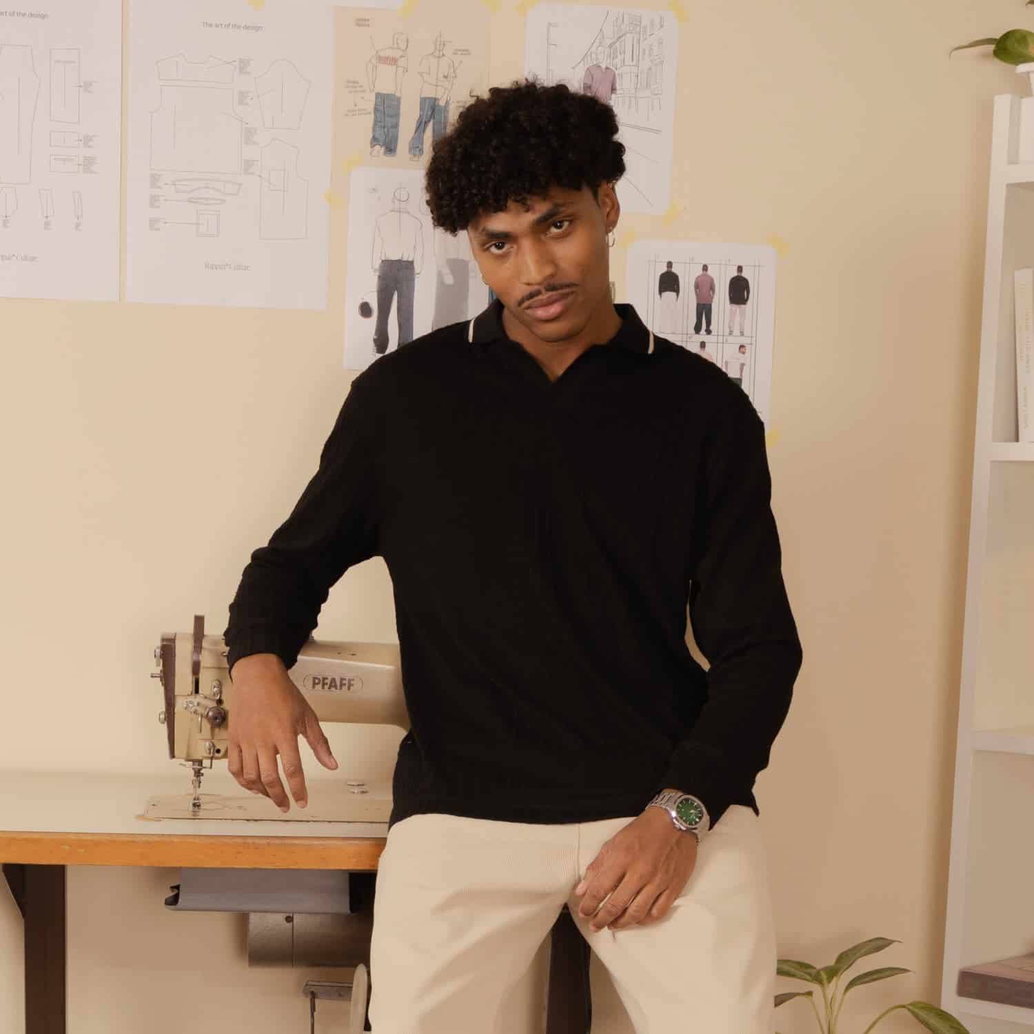 Polo Knit Sweater Negro - miniatura 3