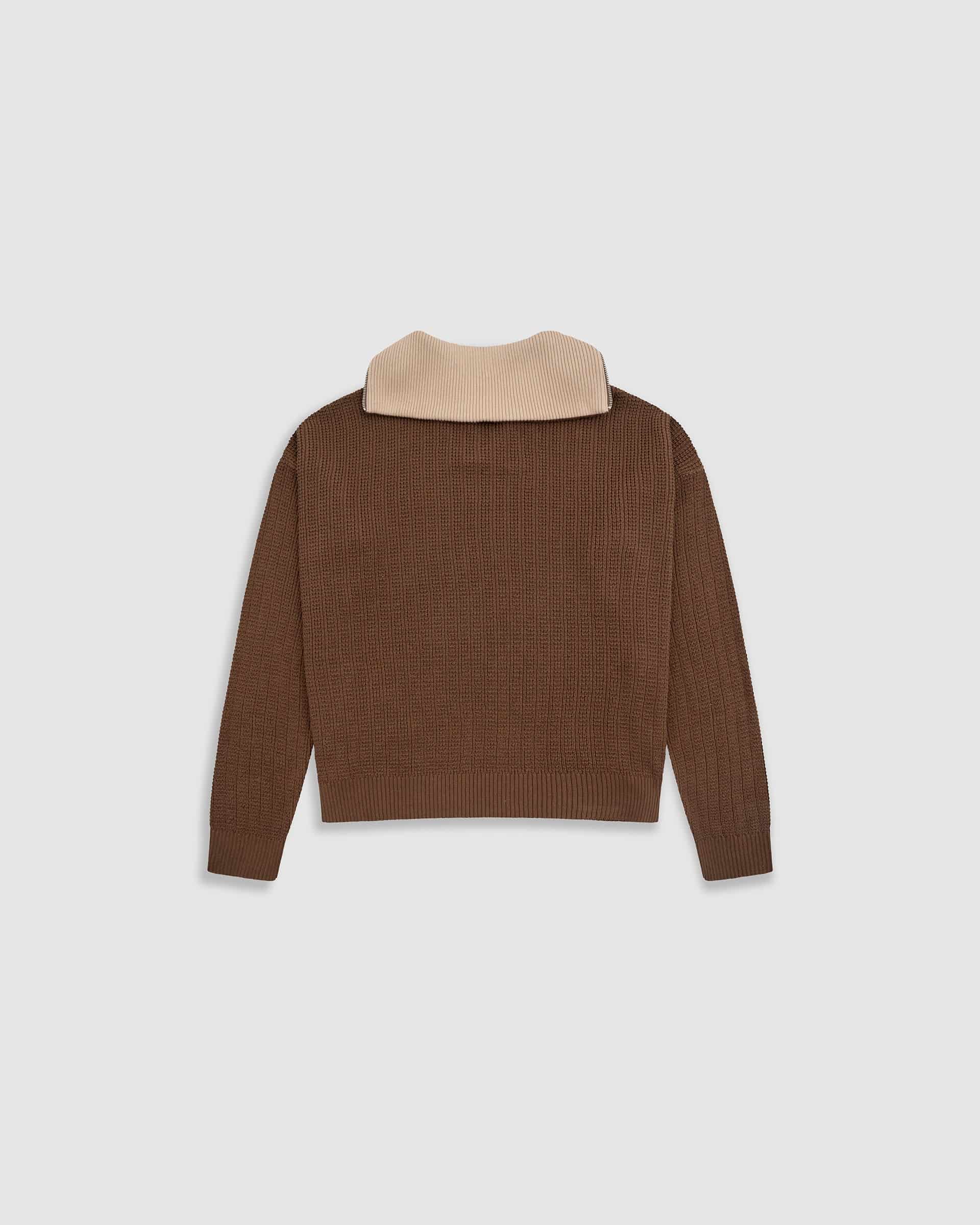 Zip Funnel Neck Knitwear - Café y Crema - miniatura 5