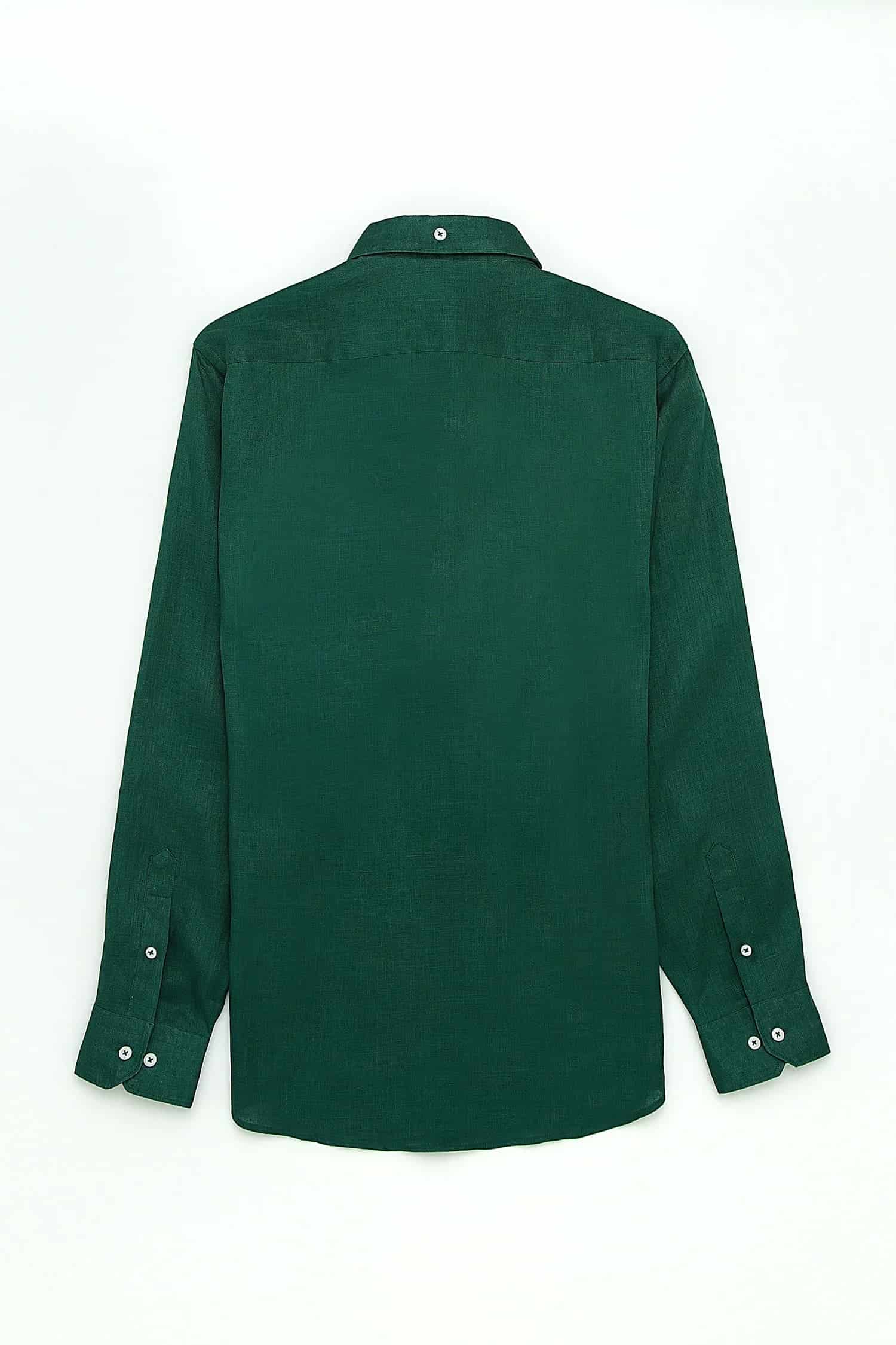 Camisa Button Down Lino Verde Bosque - miniatura 4