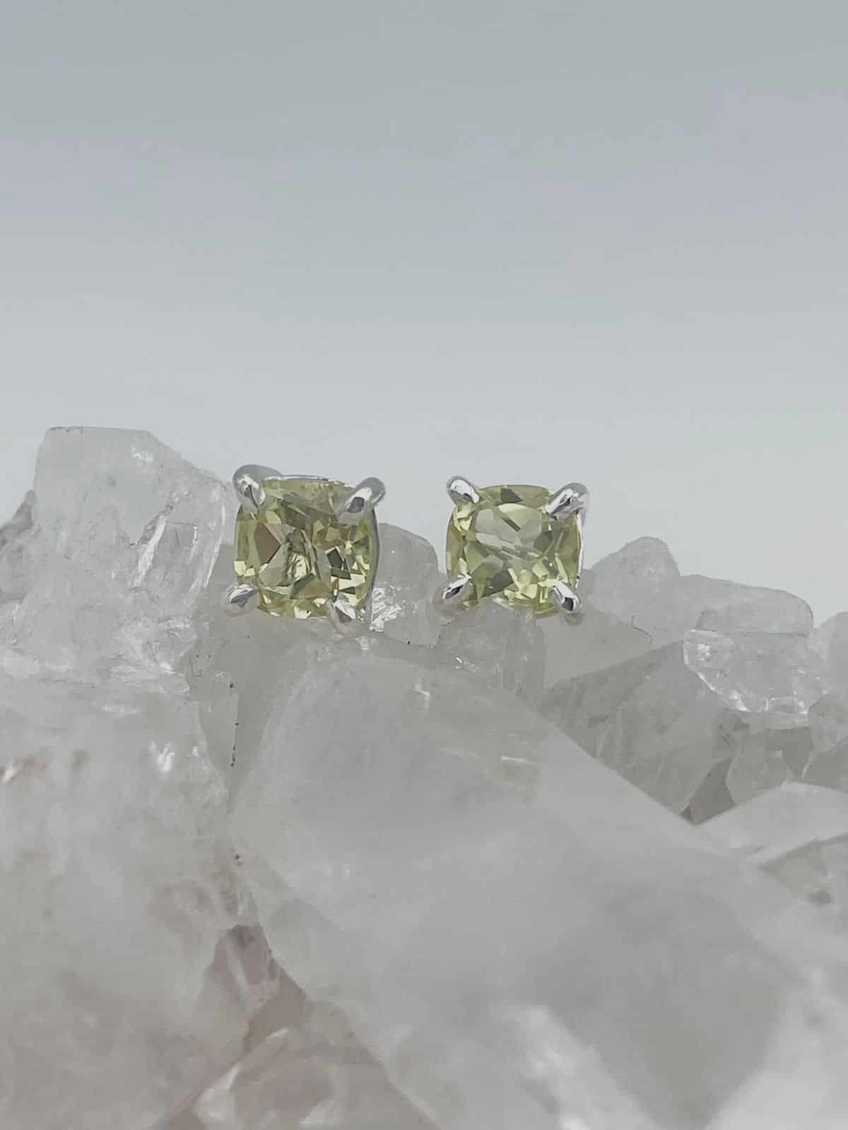 Aretes Cuarzo Limón cuadrados - miniatura 1