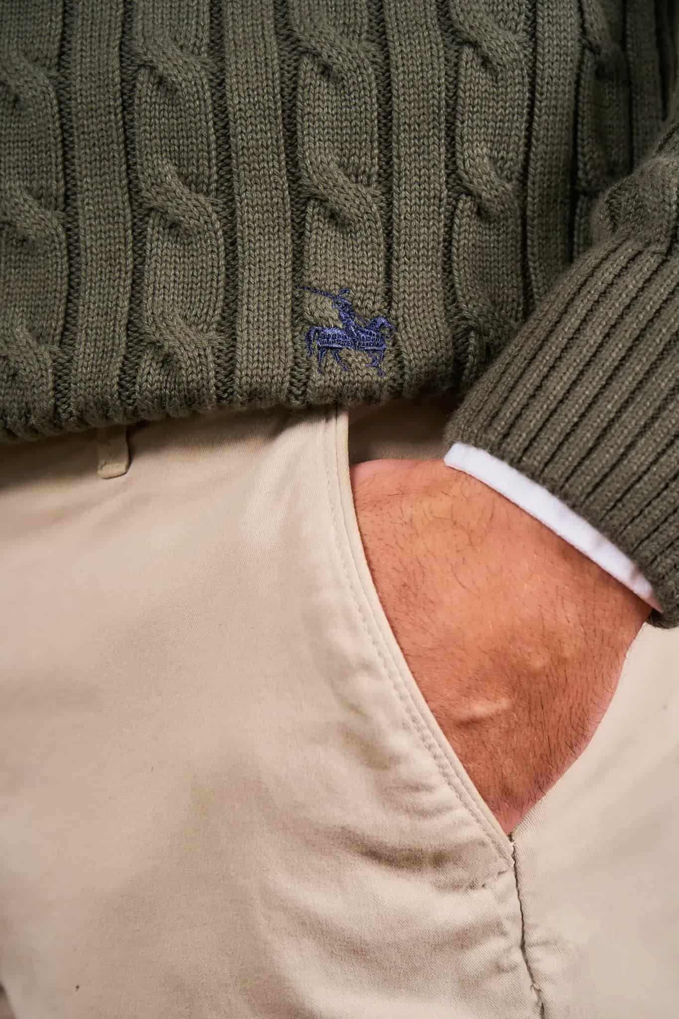 Suéter Halfzip Trenzado Hombre Verde - miniatura 8
