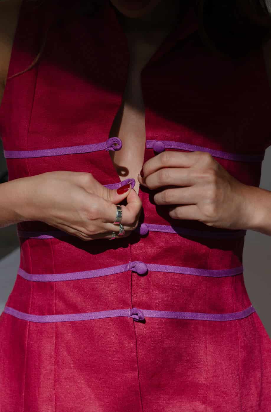 Top Nia de lino | Vino / Morado - miniatura 3