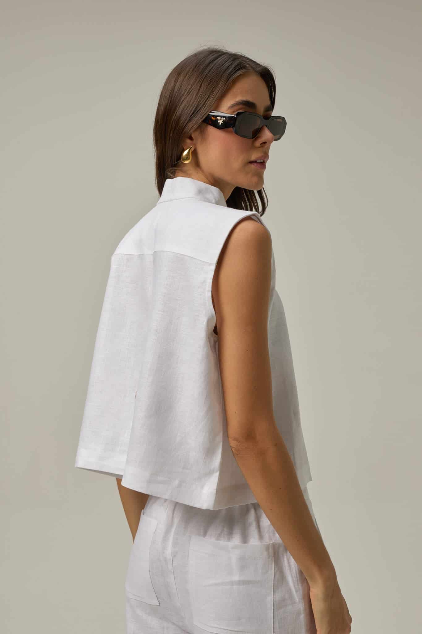 Chaleco Muse de lino | blanco - miniatura 1