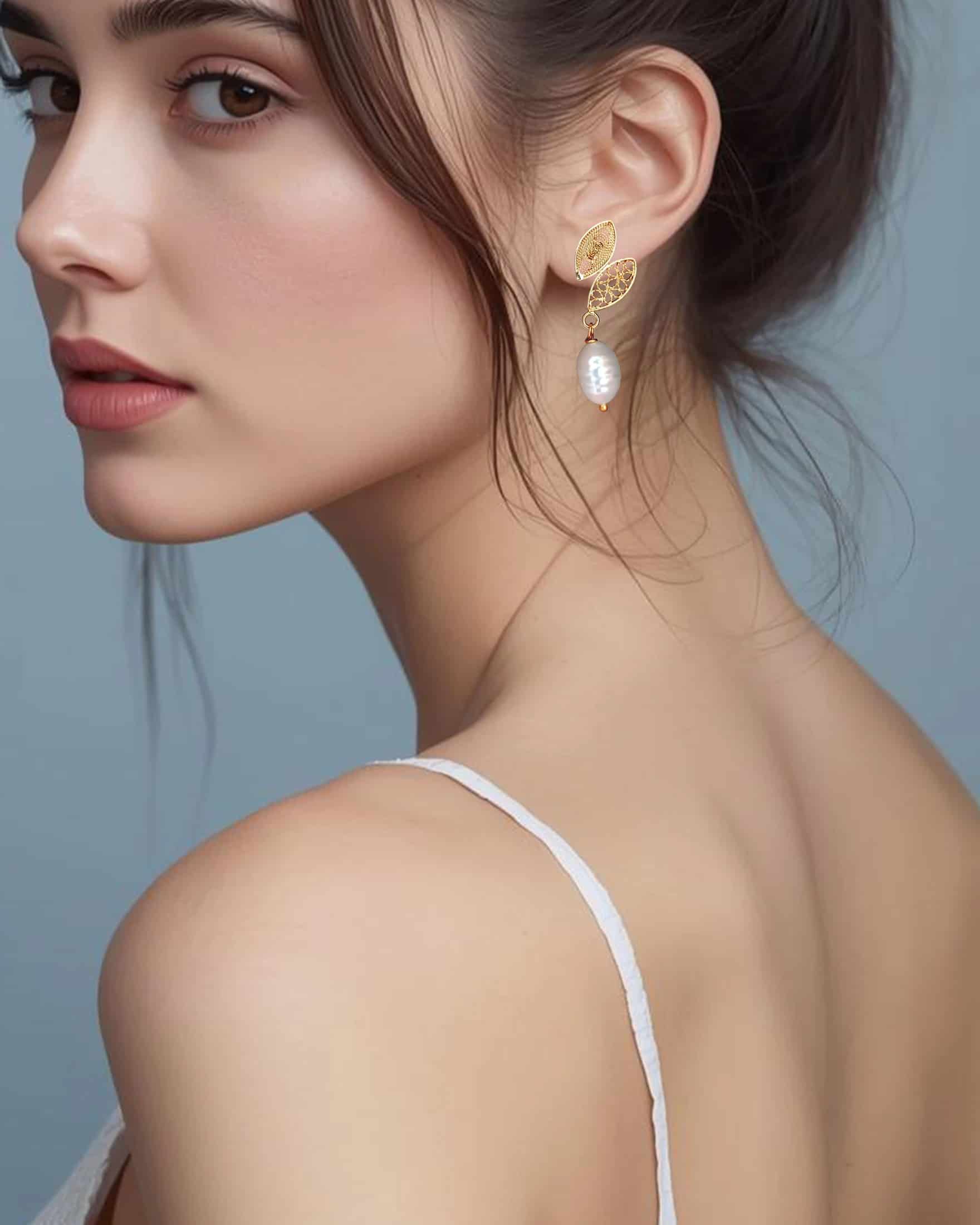 Aretes filigrana y perla Anastasia - miniatura 2