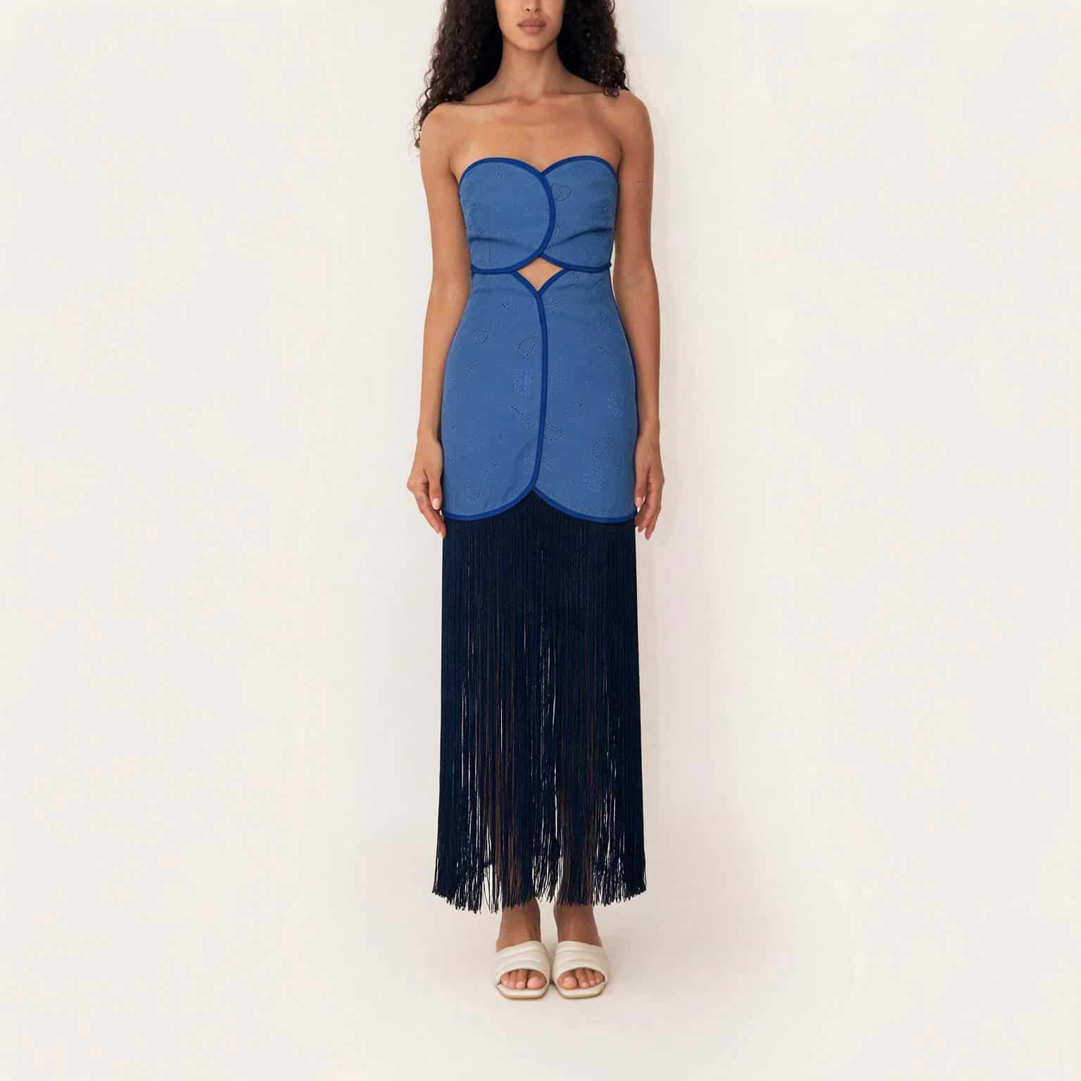 JOAQUINA DRESS DEEP SEA BLUE SEASHELLS - miniatura 2