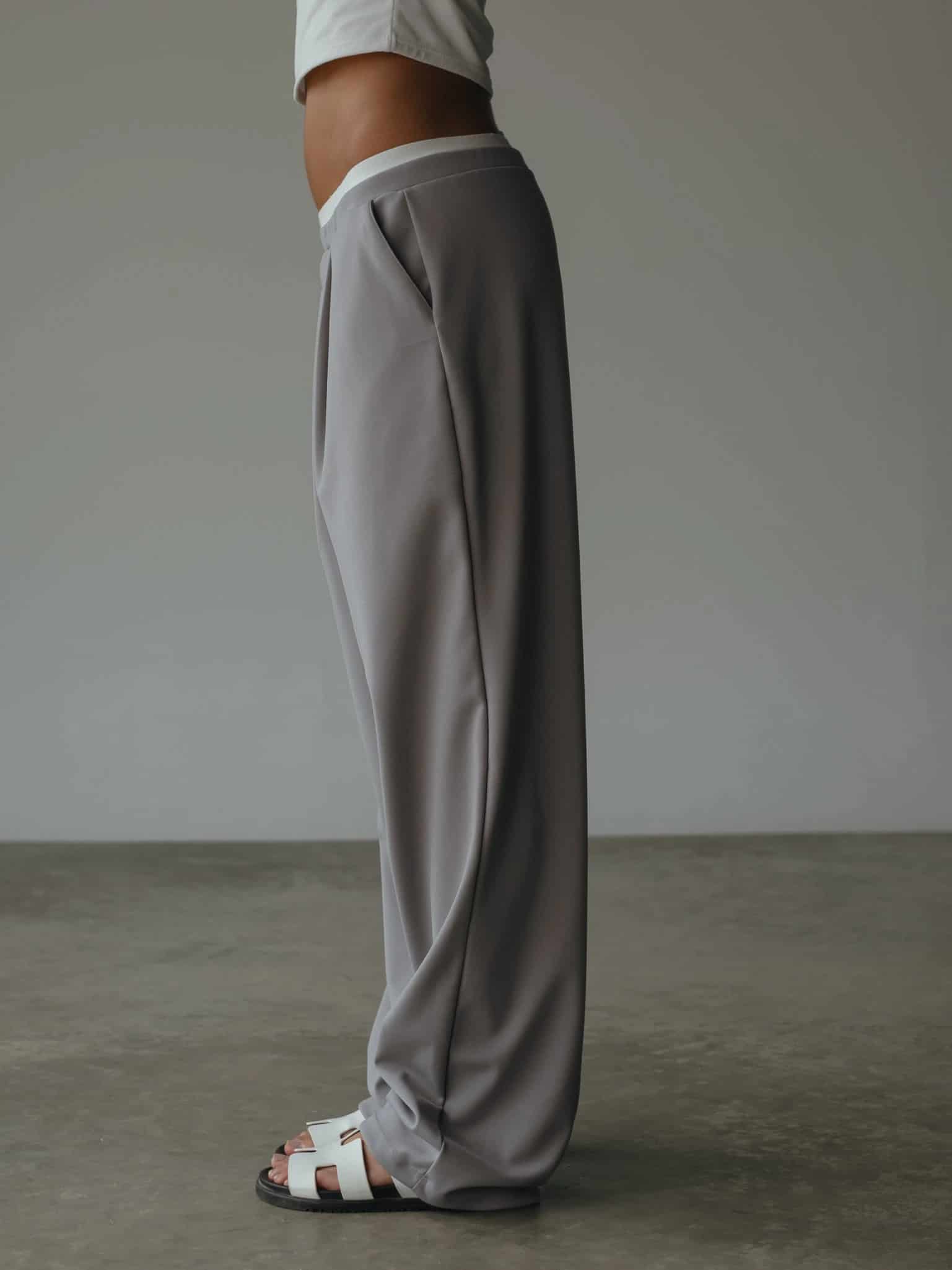 WIDE LEG BAND PANT - LIGHT GRAY - miniatura 6