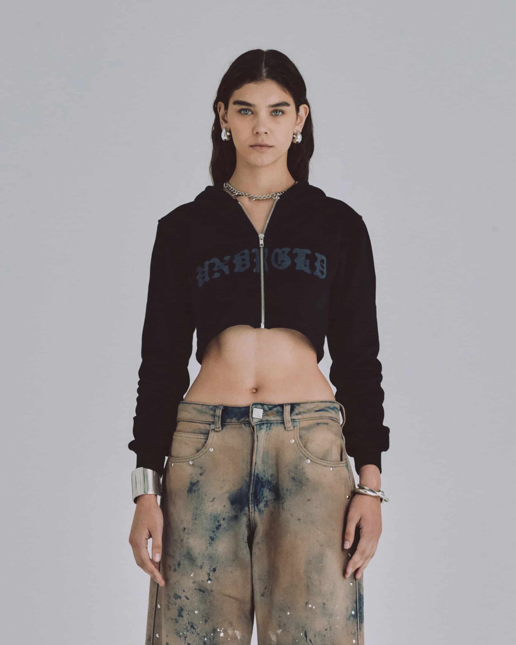 W 94' UNDRGLD Zip Up Slim Fit Hoodie Black - miniatura 2