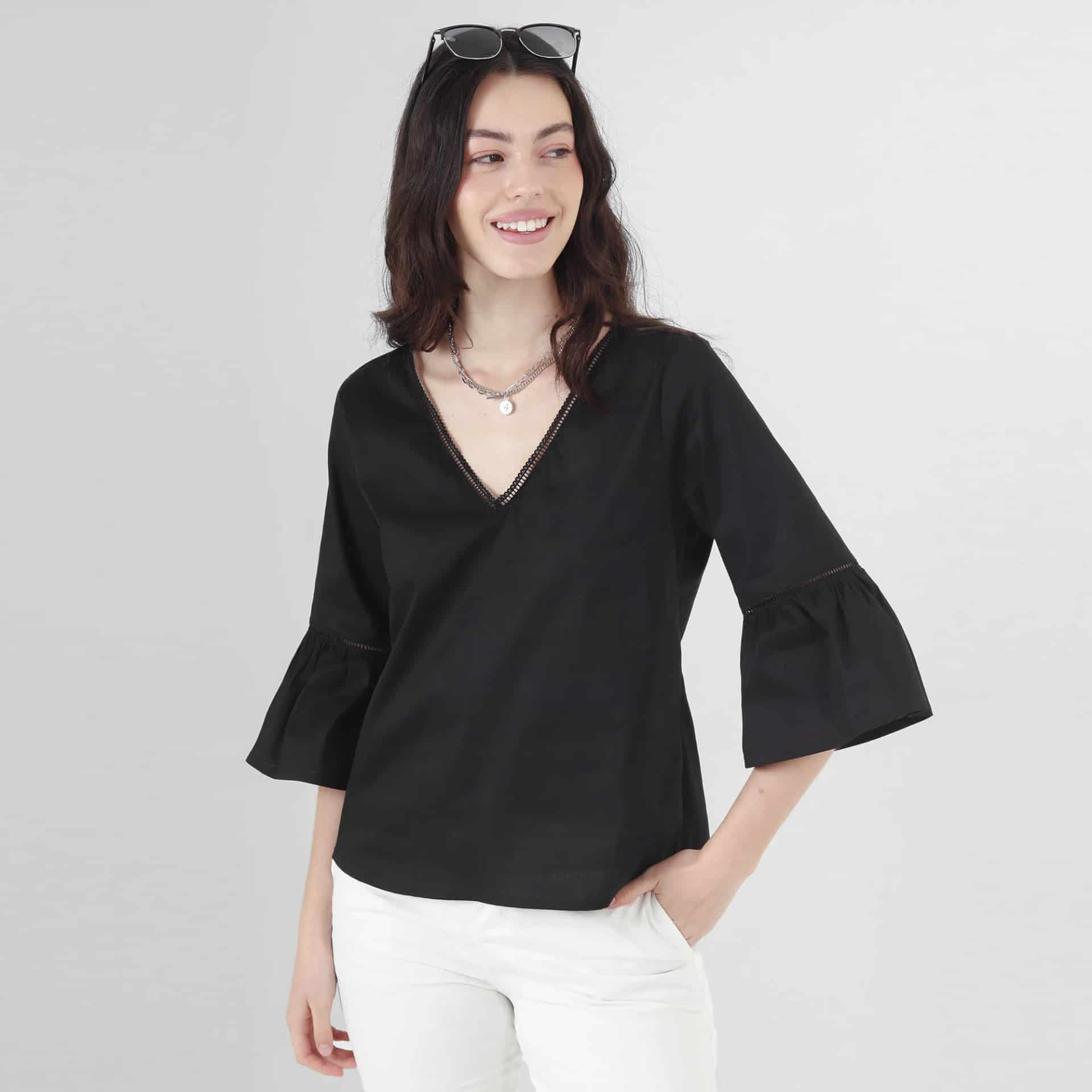 Blusa Cuello V Manga 3 Cuartos - miniatura 10