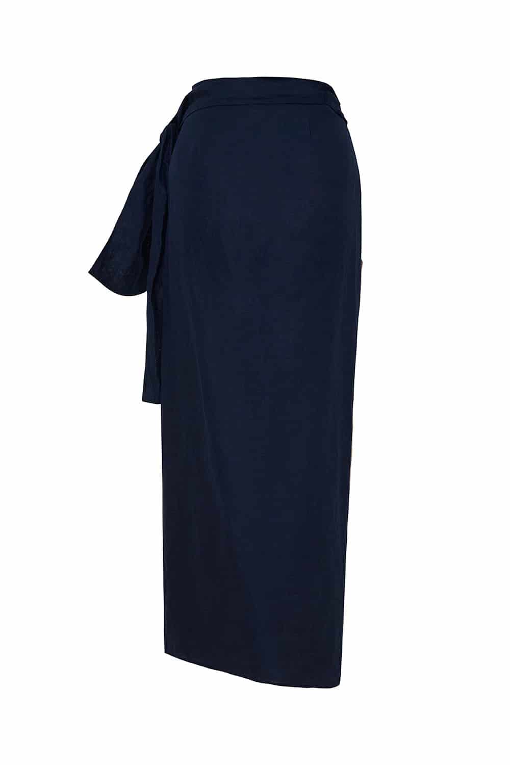 Falda Samoa con bordado Azul Navy lino - miniatura 4