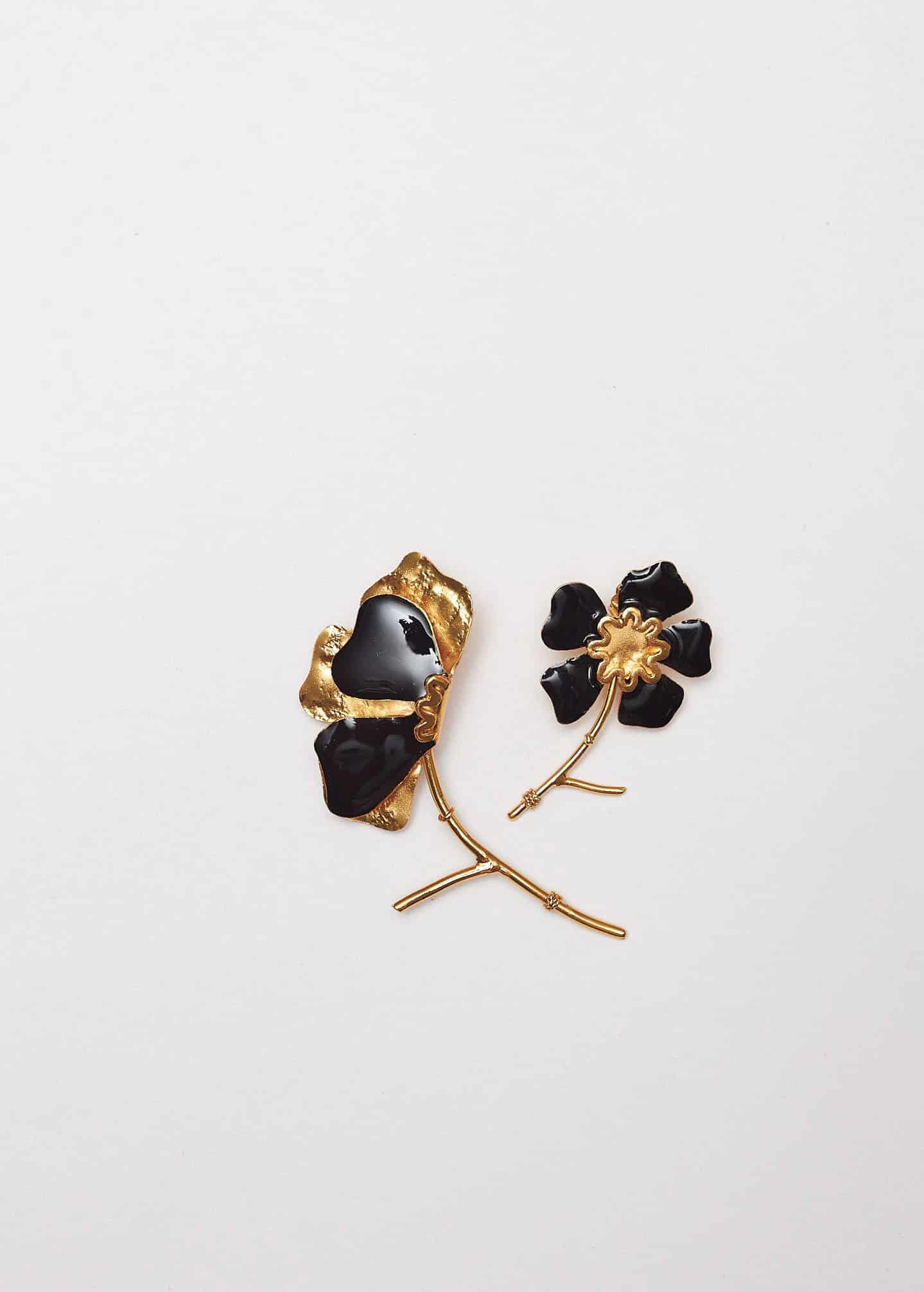 Aretes Aurora Asimetrico x Lyenzo Negros - miniatura 1