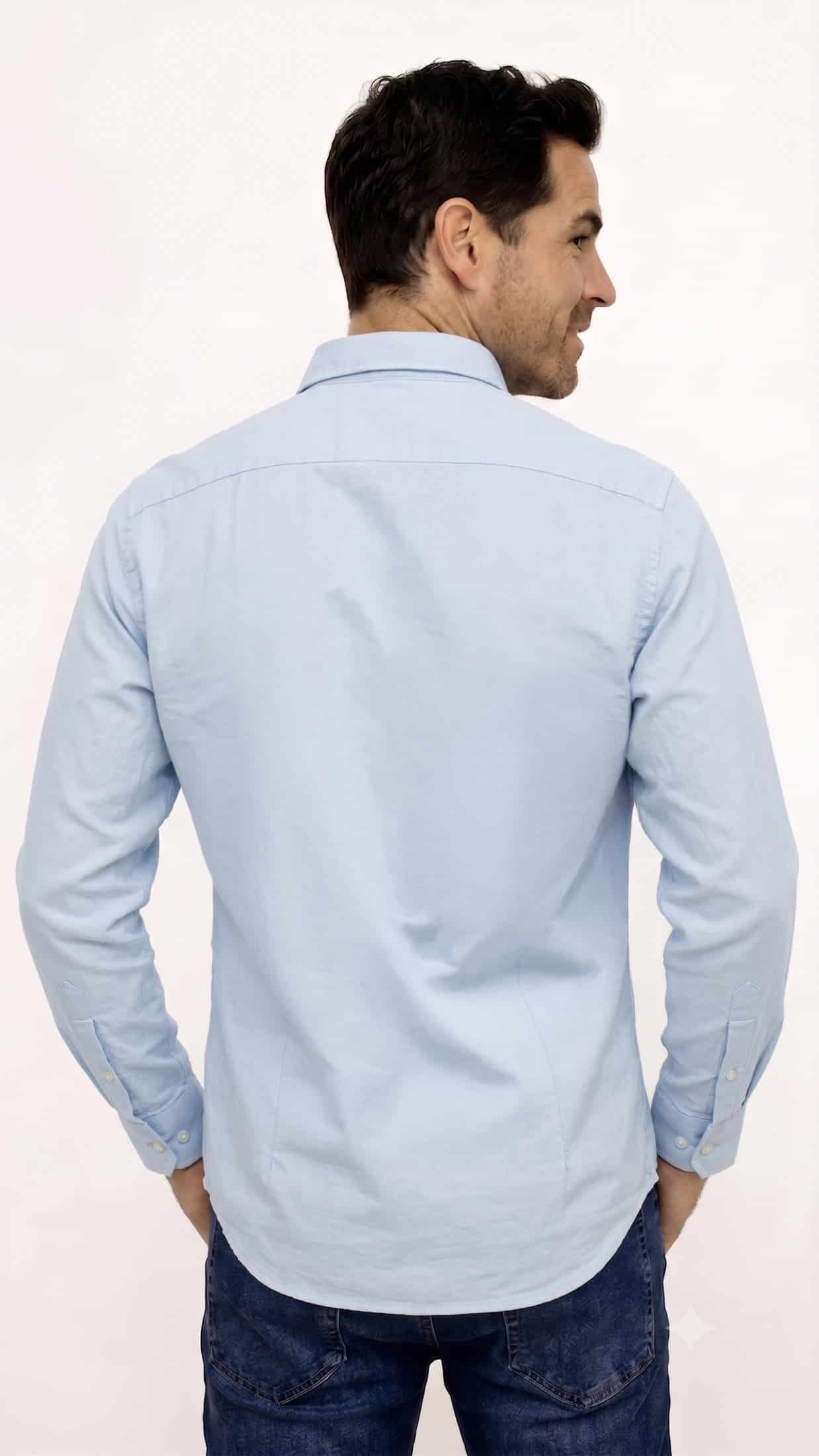 CAMISA MANGA LARGA AZUL OXFORD PARA HOMBRE - miniatura 2