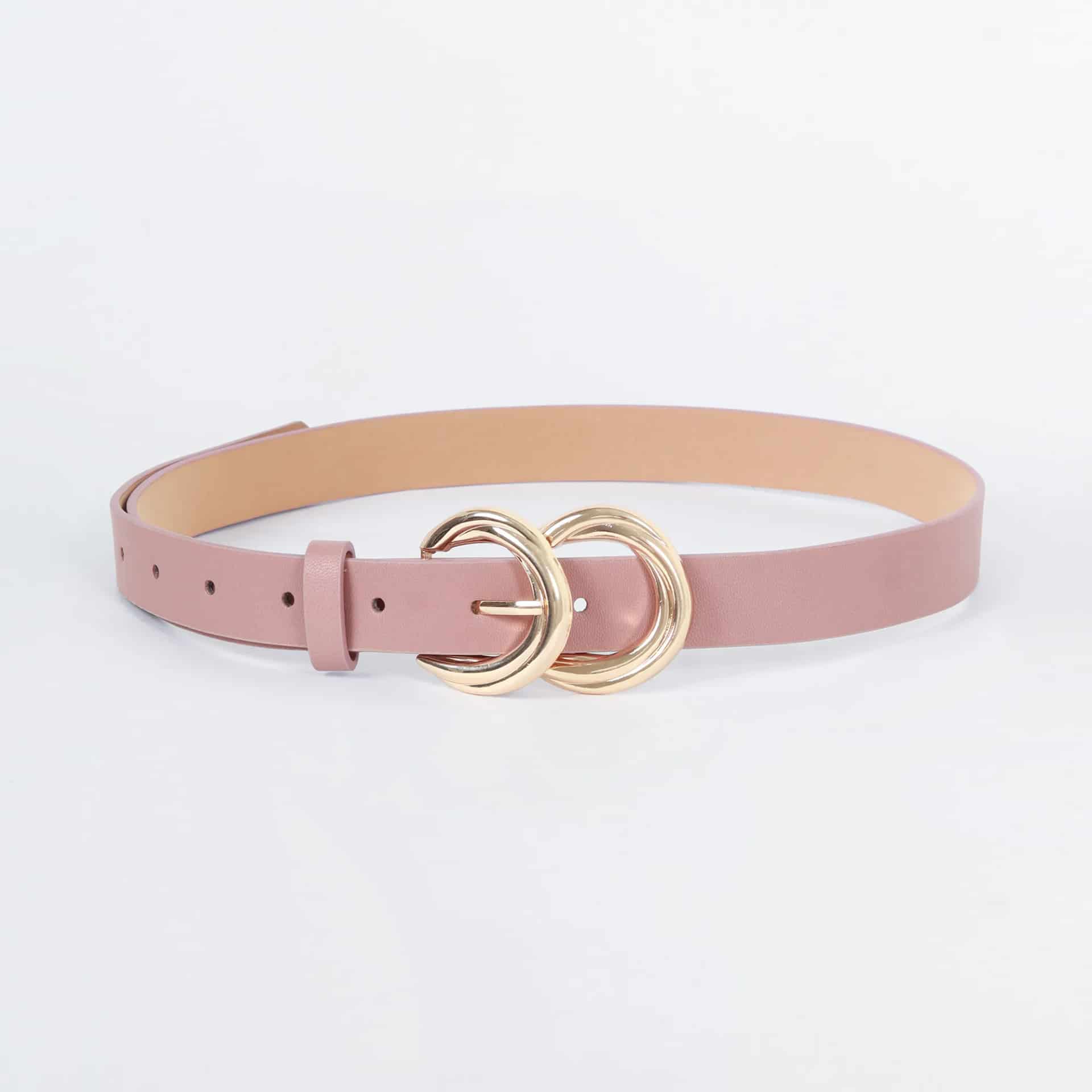 Cinturon Doble Hebilla Acanalada Rosa - miniatura 3