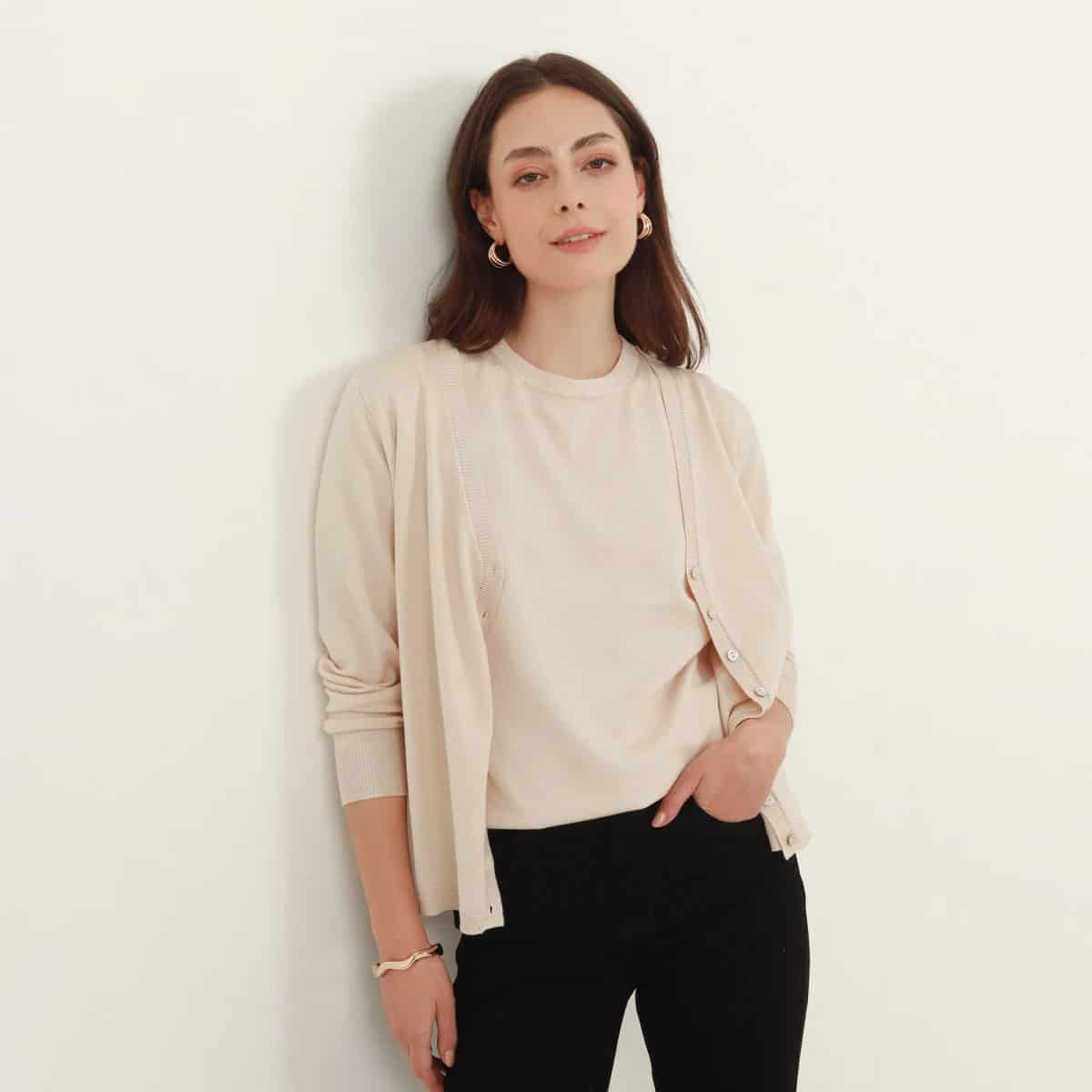 Sweater cardigan con botones manga larga - miniatura 10