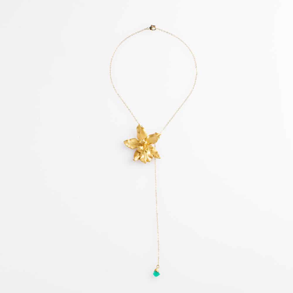 Colmanara Orchid Necklace and Rough Emerald - miniatura 1