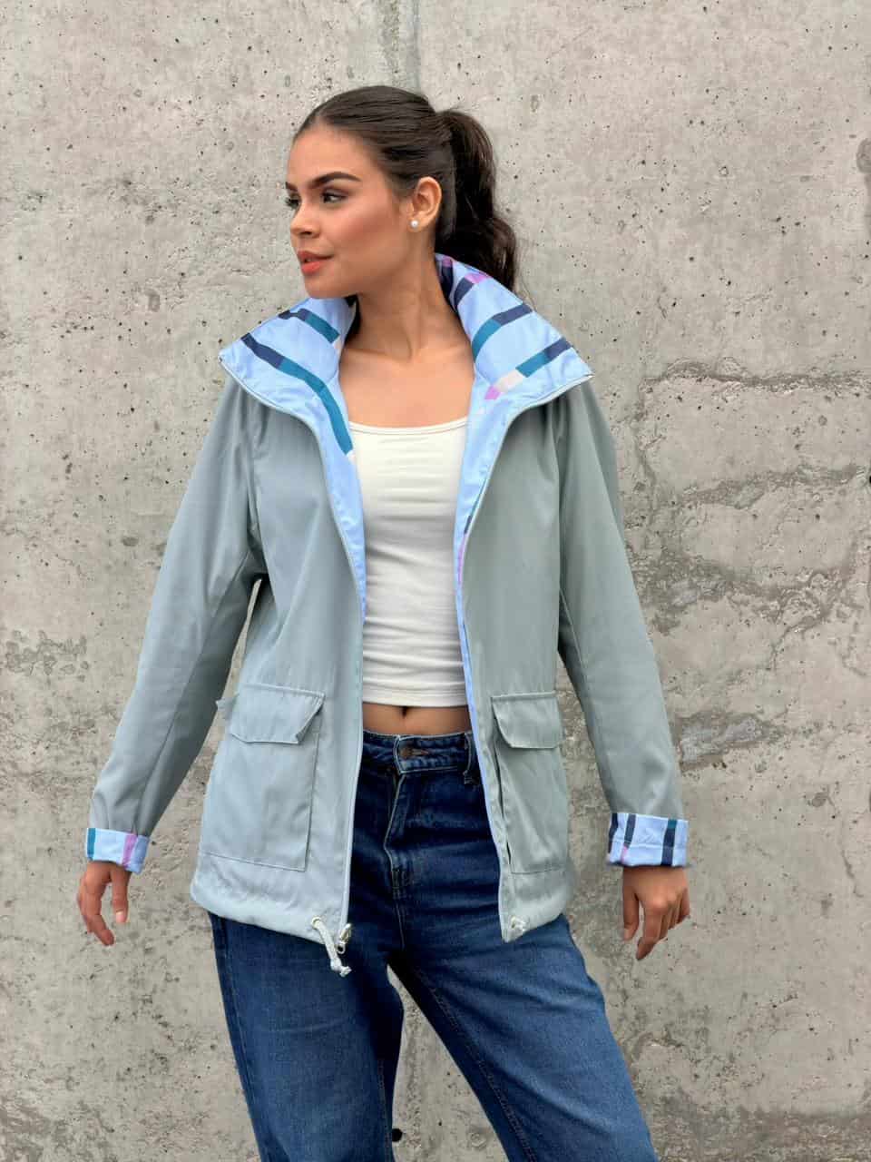Chaqueta Doble Faz Azul Gris - miniatura 5