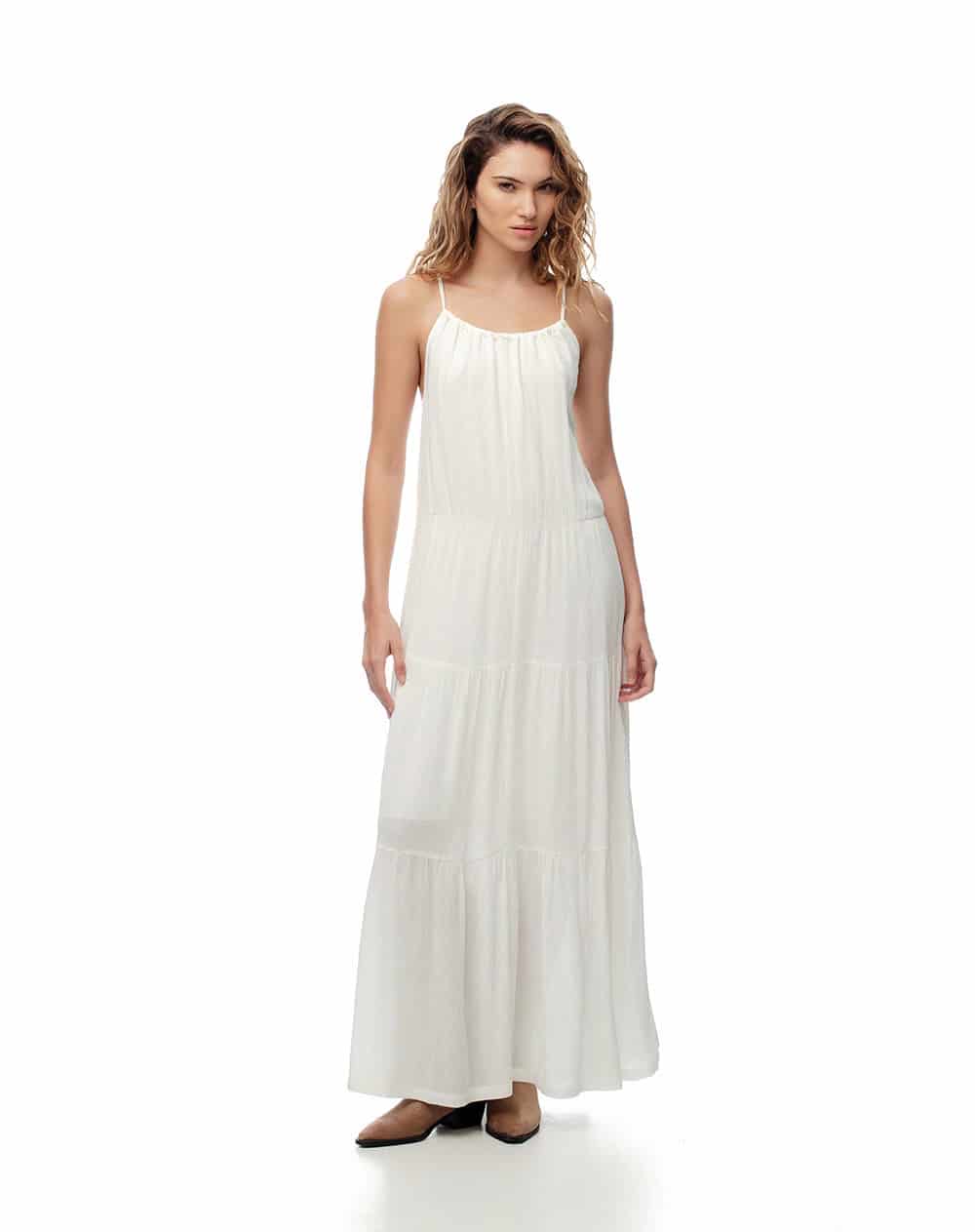 Vestido largo bloques blanco mujer - miniatura 2