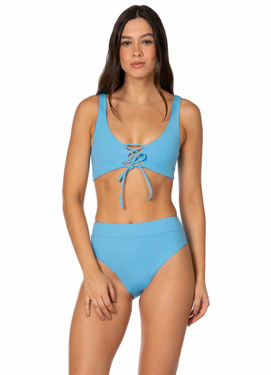 Maaji Stone Blue Allure Long Line Triangle Bikini Top - miniatura 3