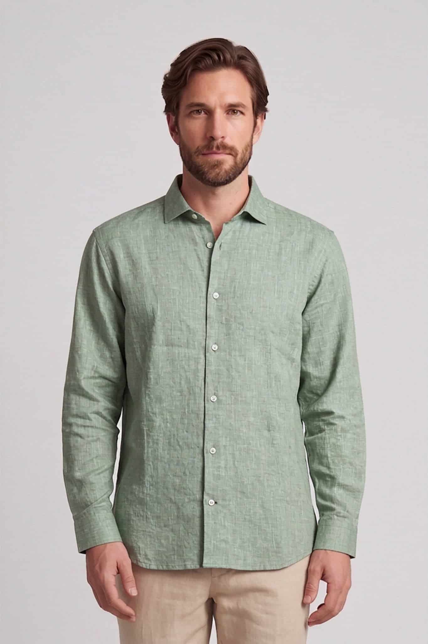 Camisa lino algodon manga larga para hombre Jon Sonen 010225057 - miniatura 1