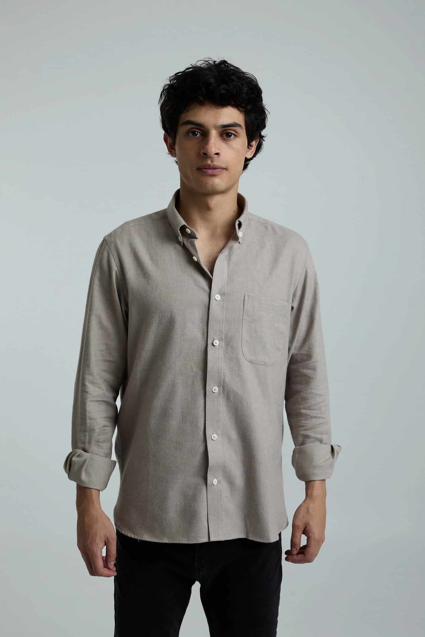 Camisa twill beige - miniatura 7