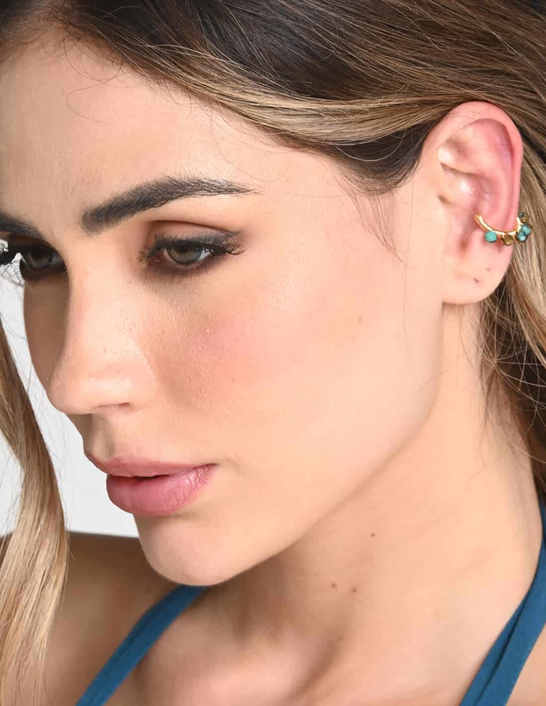 Ear Cuff Jazmin Mint Green + Golden - miniatura 2