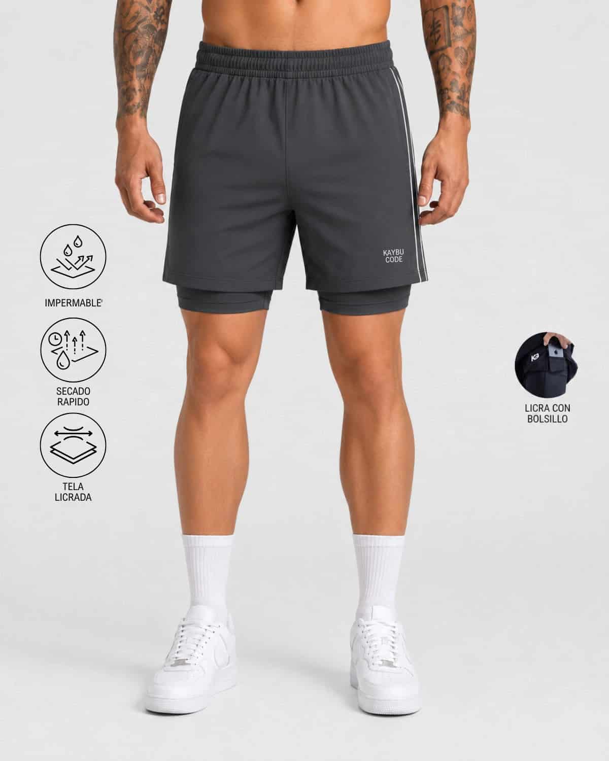 Pantaloneta Con Licra Y Bolsillo Kaybu Code┃KBMEN RF.435 - miniatura 3