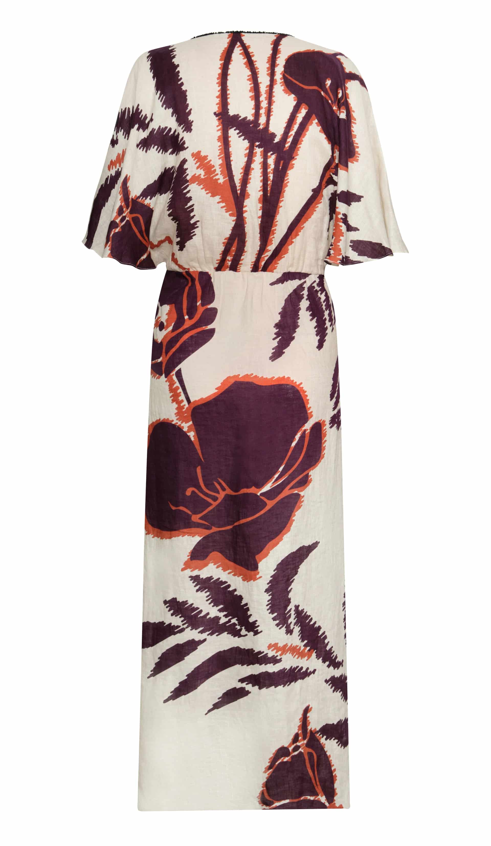 Topacio Linen Tunic Dress / Ecru - Purple Gladiolos - miniatura 7